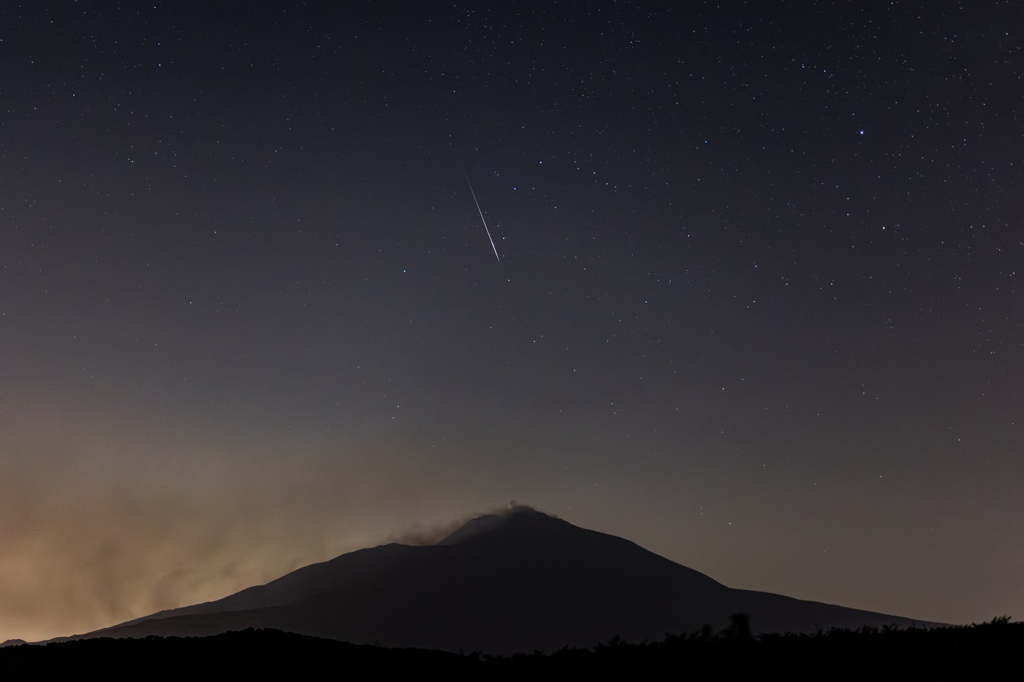 Meteor over Mount Etna