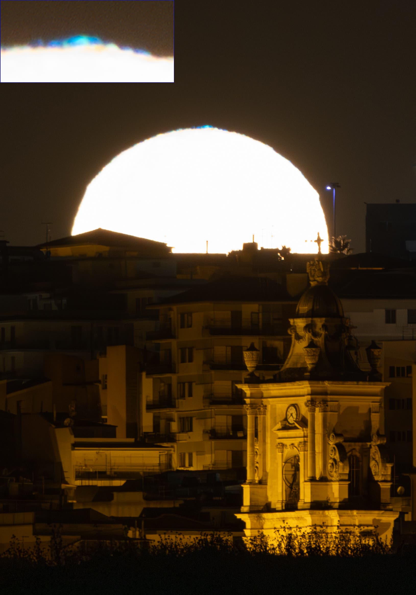 Bue flash on setting Bucks's Moon