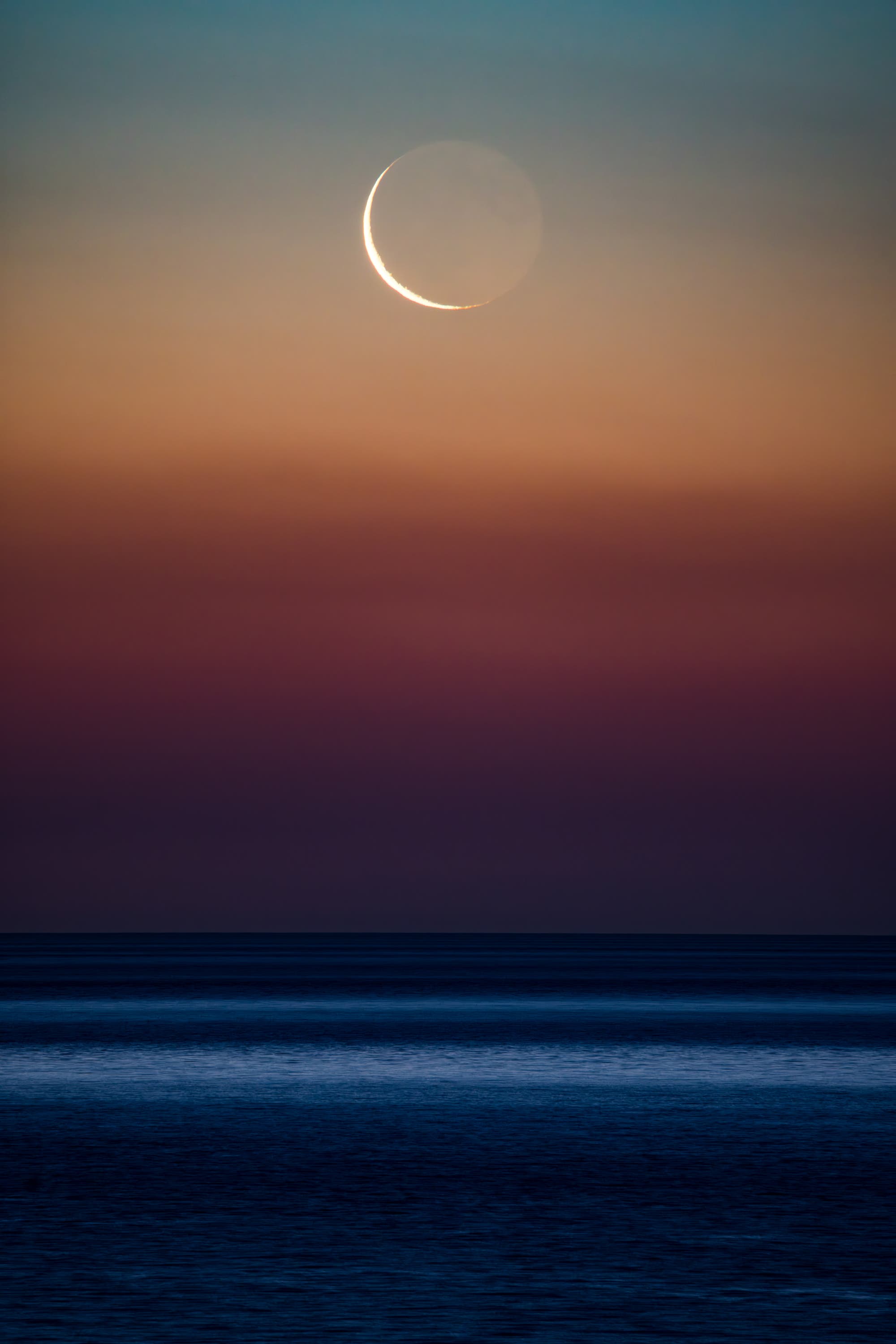 A waning crescent moon