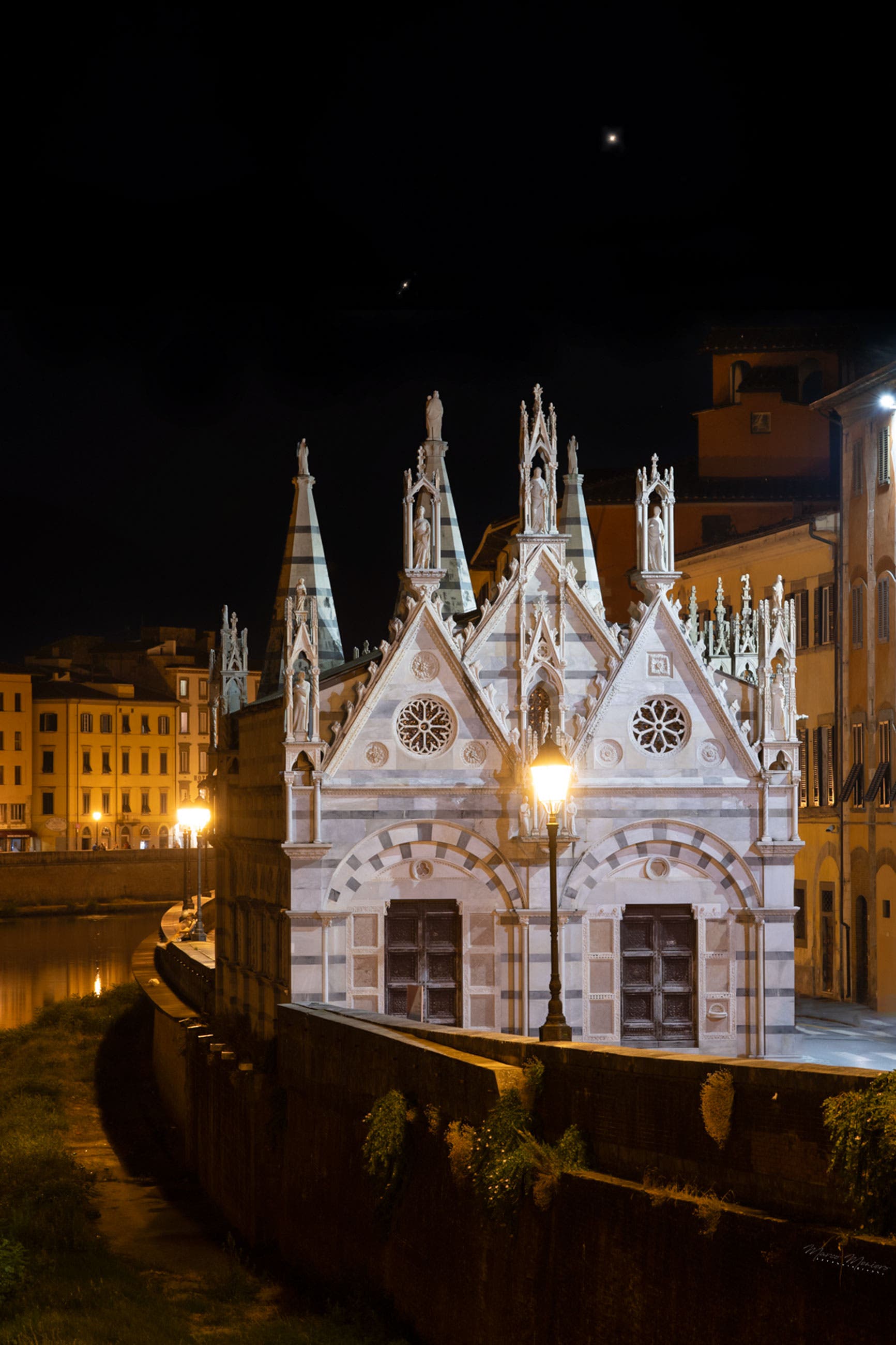 Venus and Jupiter above Gothic church