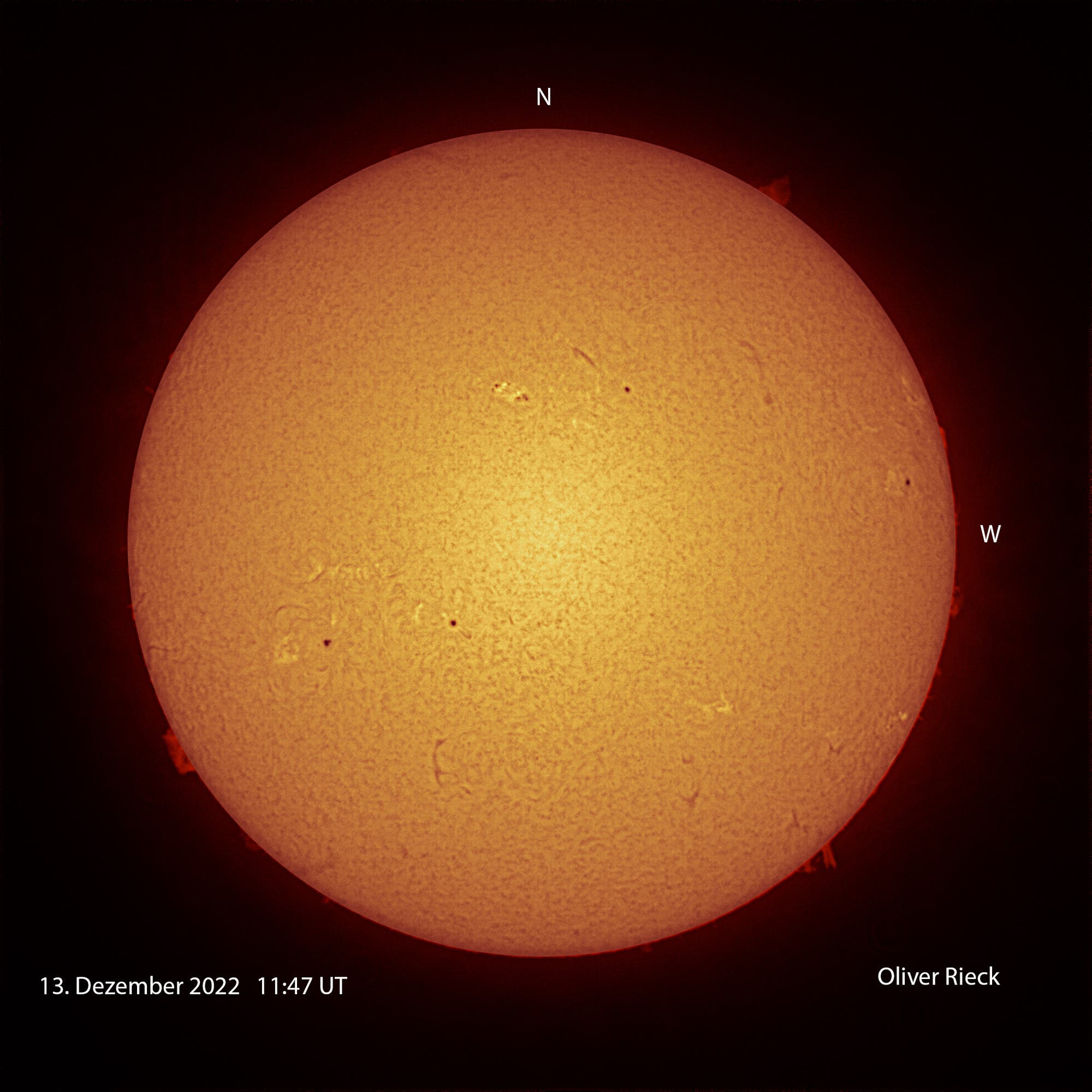 H-Alpha-Sonne vom 13. Dezember 2022