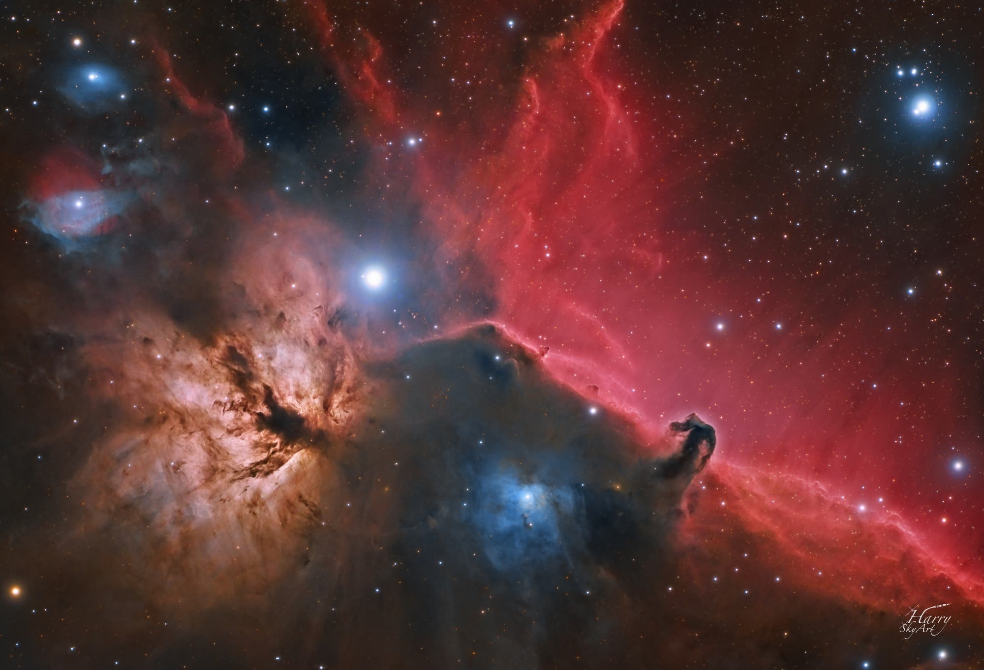 IC 434, der Pferdekopfnebel, in H-Alpha und LRGB