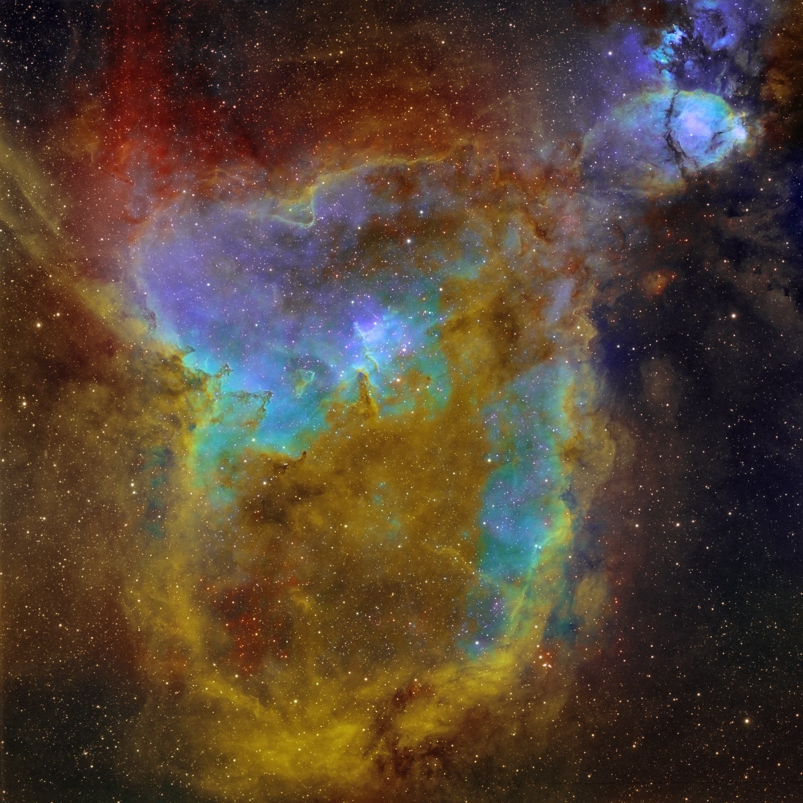 IC 1805 in Hubble-Paletten-Farbgewichtung