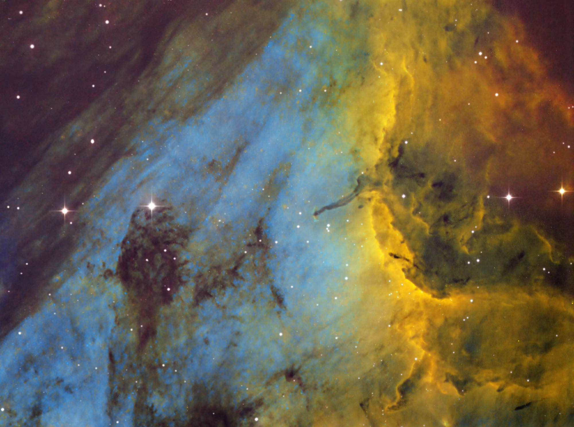  IC 5070, der Pelikannebel im Narrowband im Sternbild Schwan 