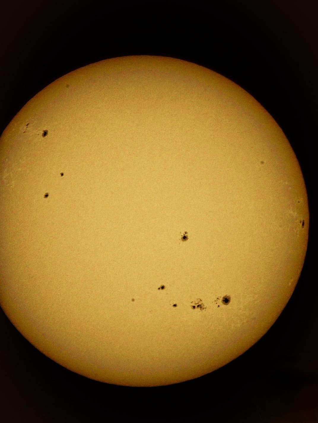 An intense sequence of sunspots on the sun, Italy Sicily Ragusa 