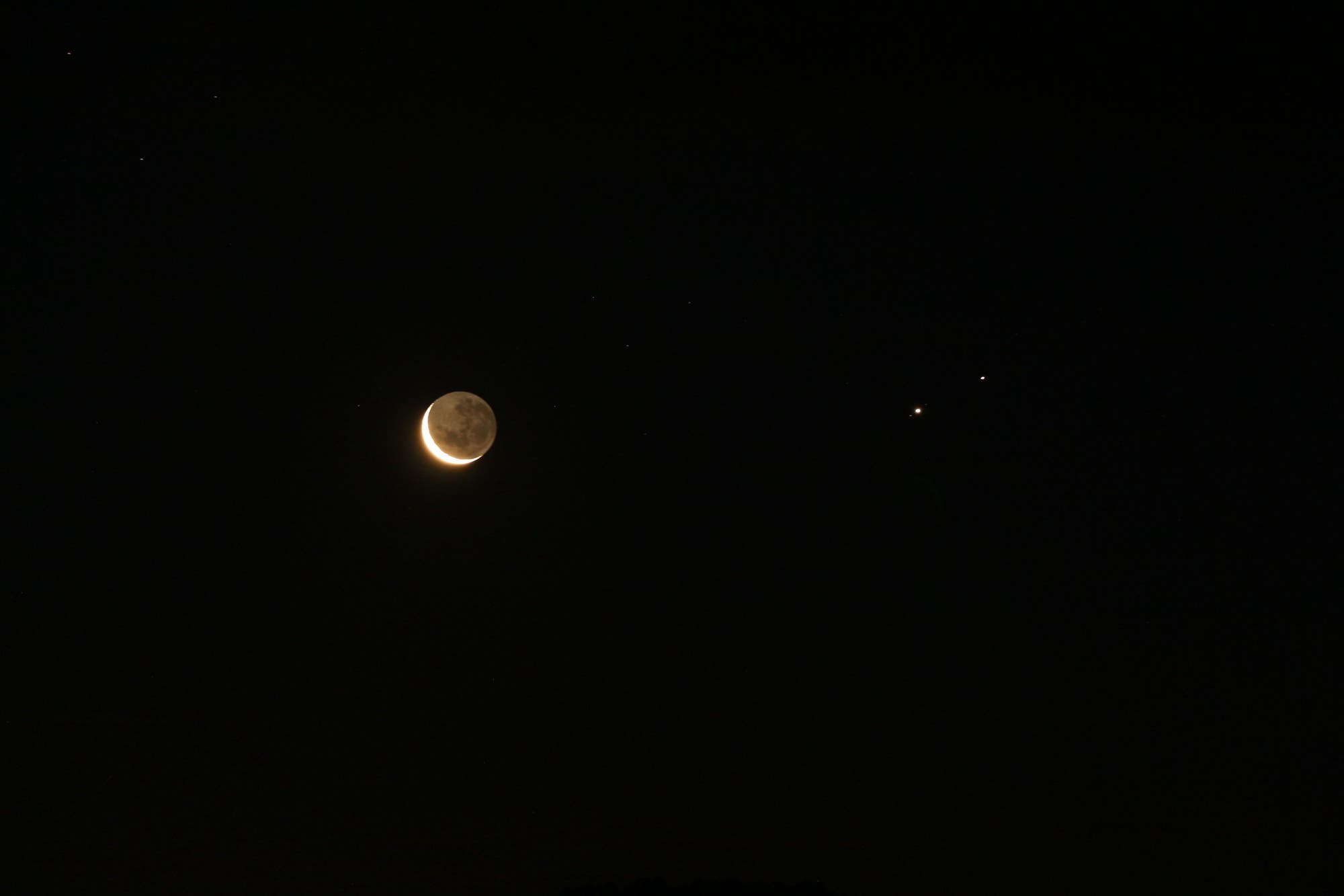 Mond, Jupiter und Saturn am 17. Dezember 2020 - 2