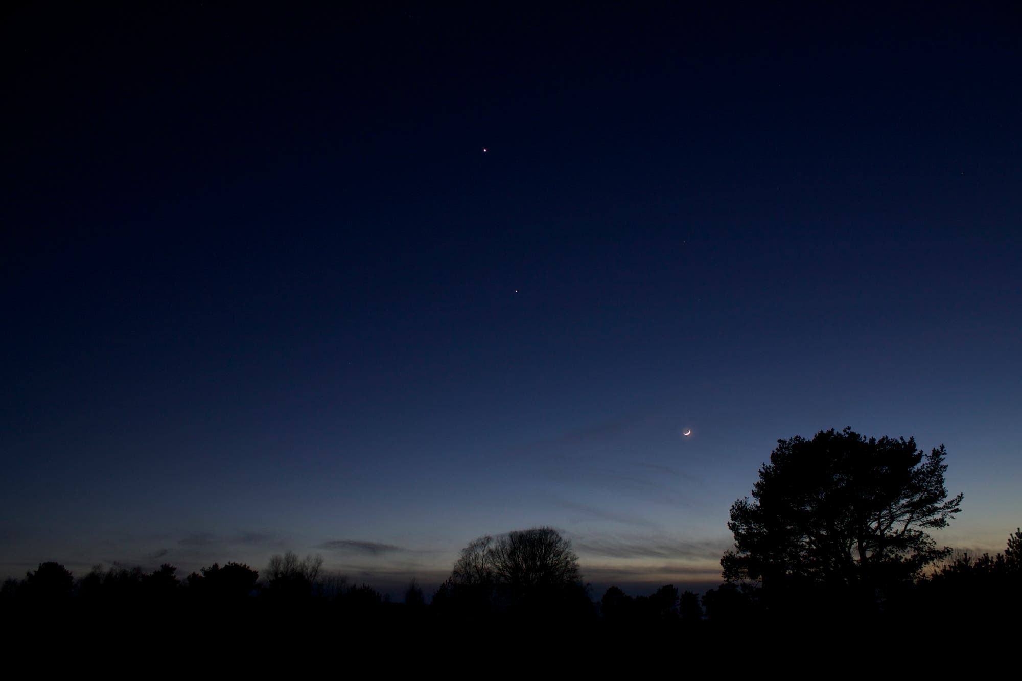 Mond, Jupiter und Venus am 24.3.2012