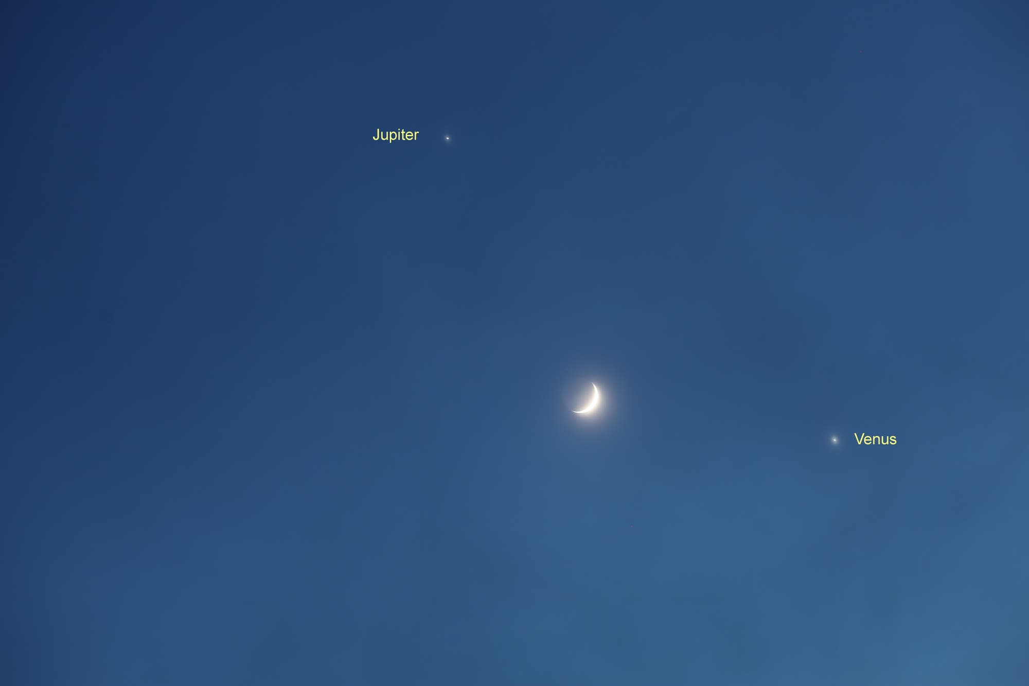 Jupiter, Mond und Venus am 22. Februar 2023