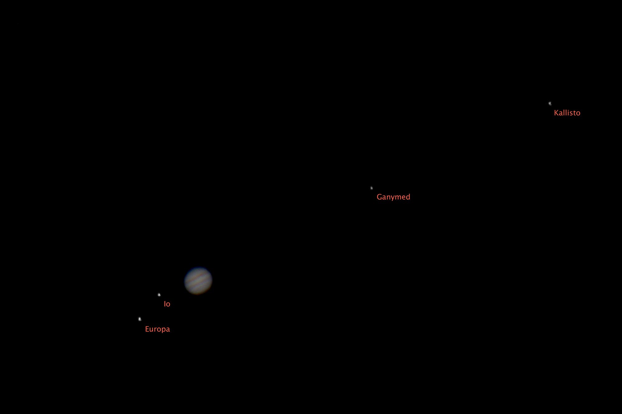 Jupiter mit den vier Galileischen Monden