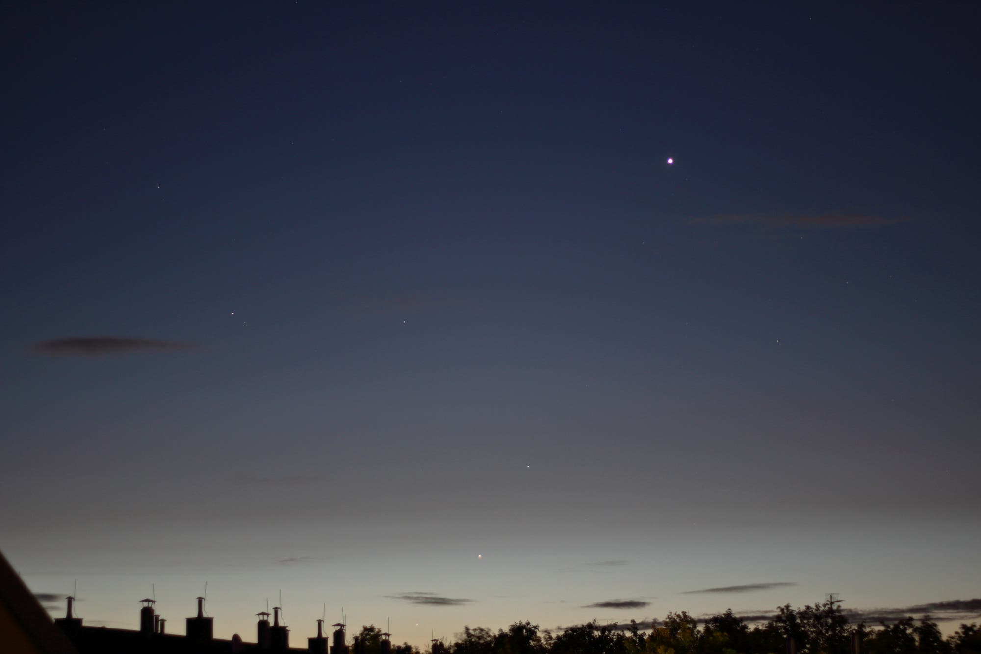 Morgenhimmel mit Venus, Merkur, Mars und Regulus