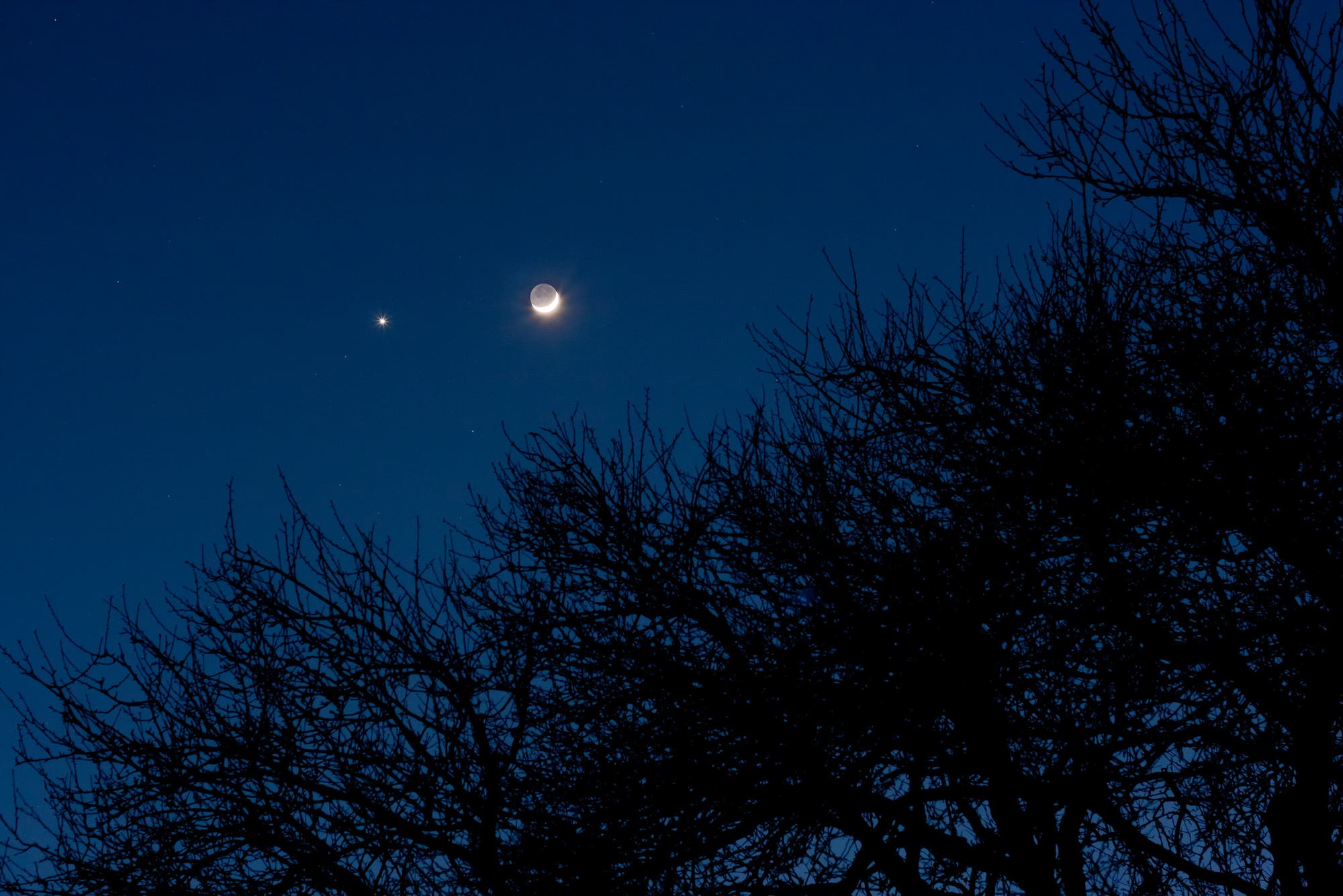 Abendhimmel-Klassiker: Mondsichel bei Venus
