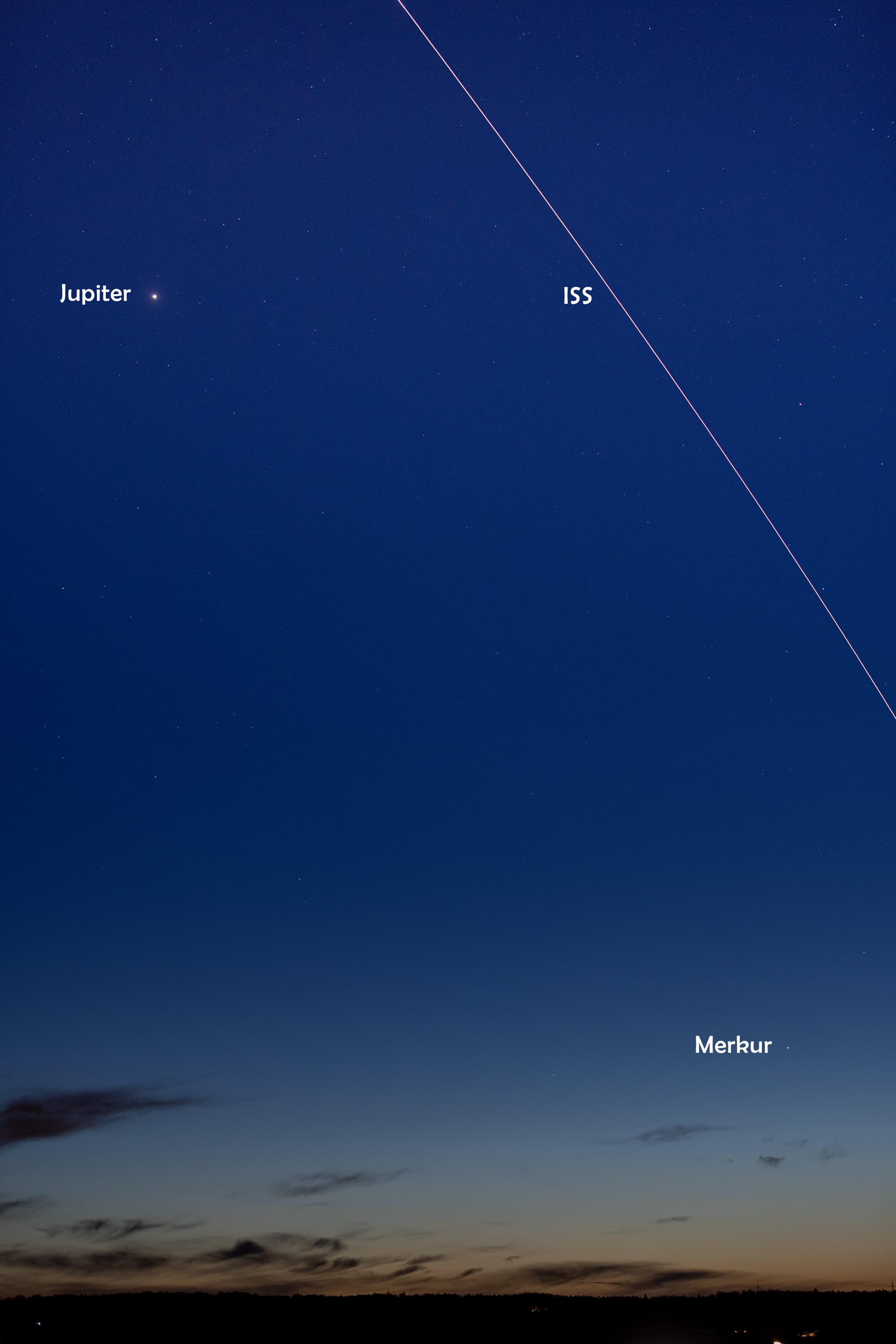 Jupiter, Merkur und Raumstation ISS