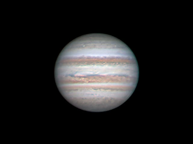 Jupiter am 18. November 2012 mit detailreichen Wolkengürteln