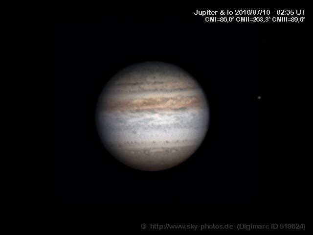 Jupiter und Io am 10. Juli 2010