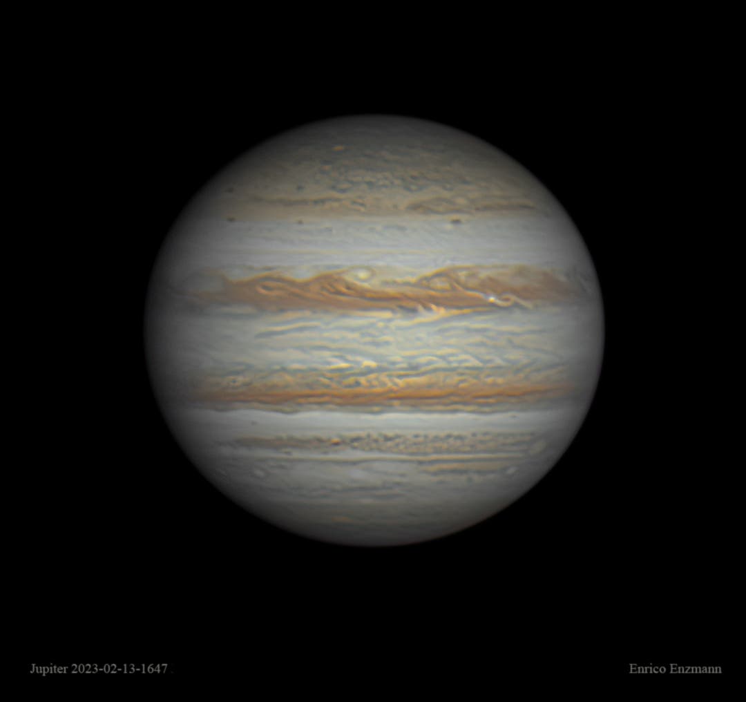 Jupiter am 13. Februar 2023 mit nur noch 34,9 Bogensekunden