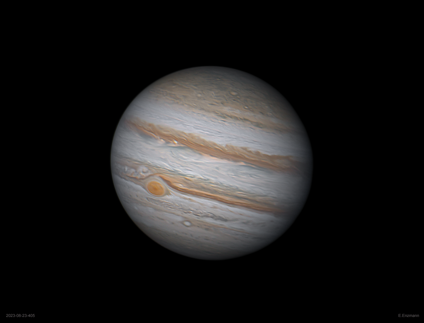 Detailreicher Jupiter vom 24. August 2023