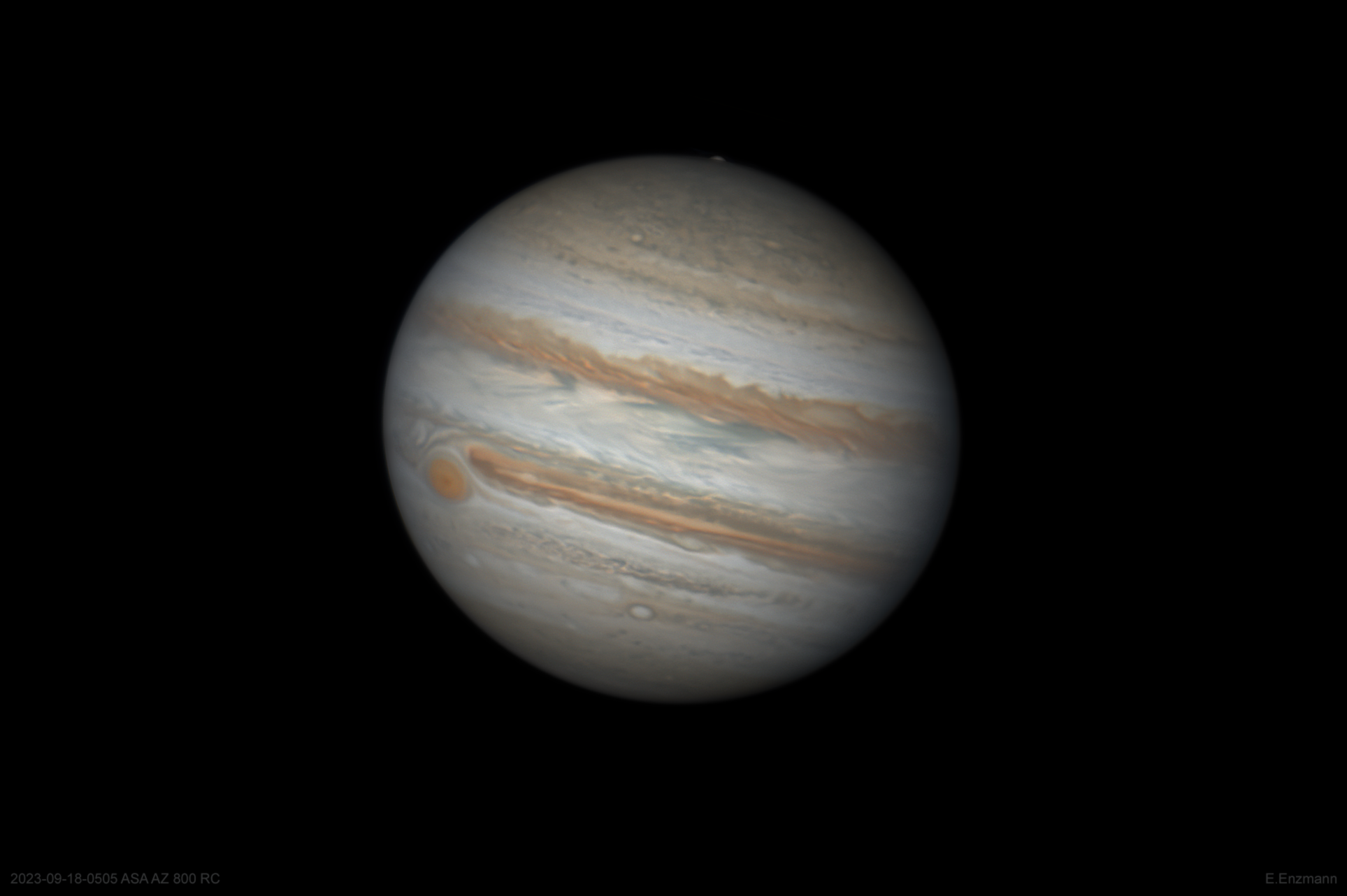 Jupiter mit maximaler Ganymed-Bedeckung 18. September 2023
