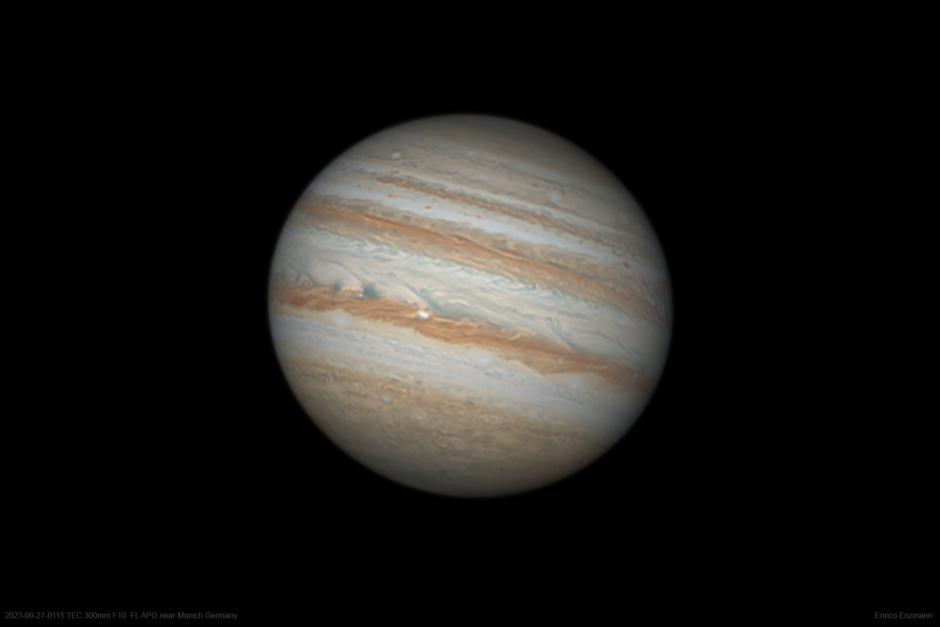 Jupiter am 27.9.2023, aus 163200 Einzelbildern