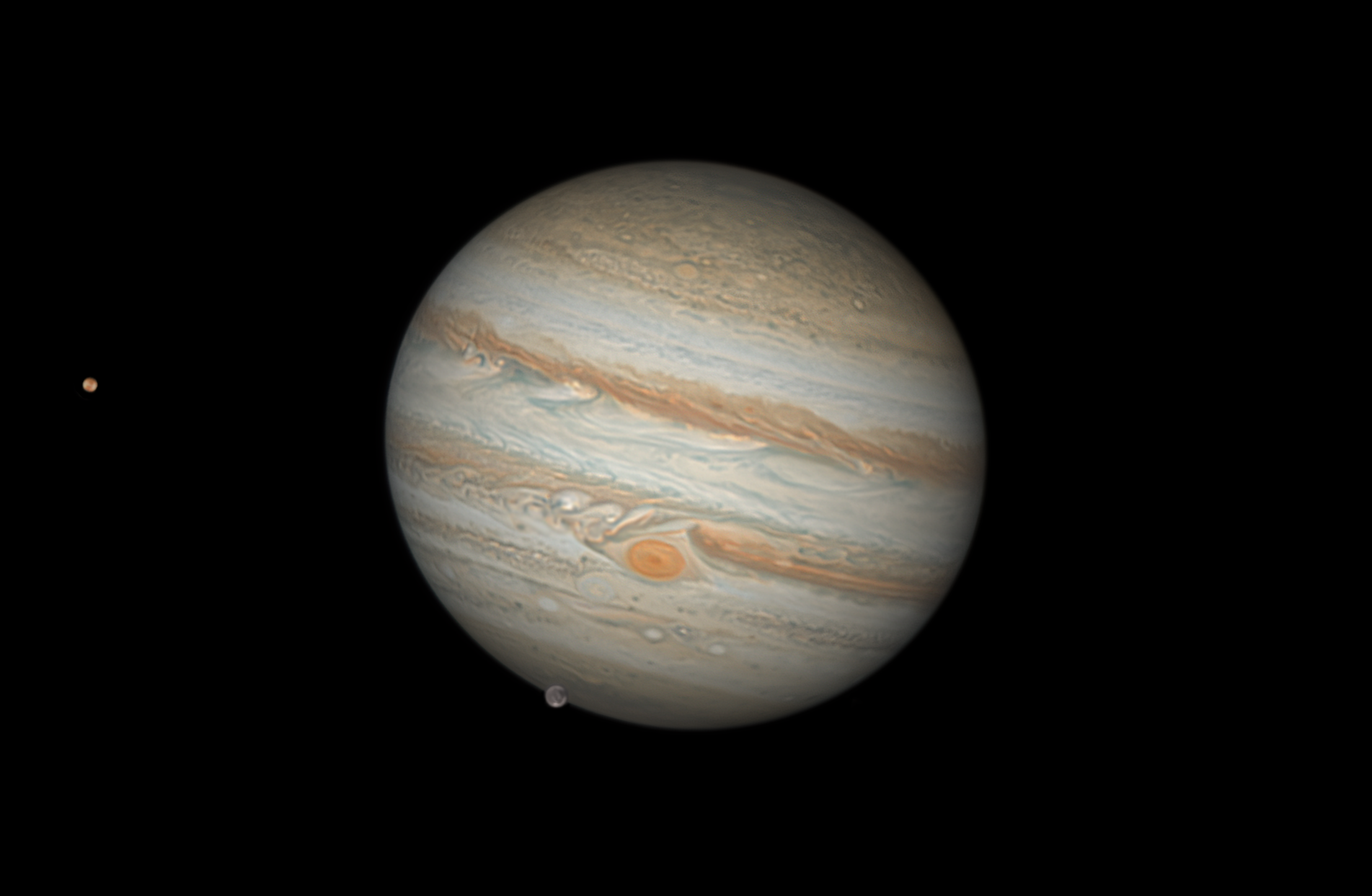 Jupiter mit zwei Monden am 06.10.2023 