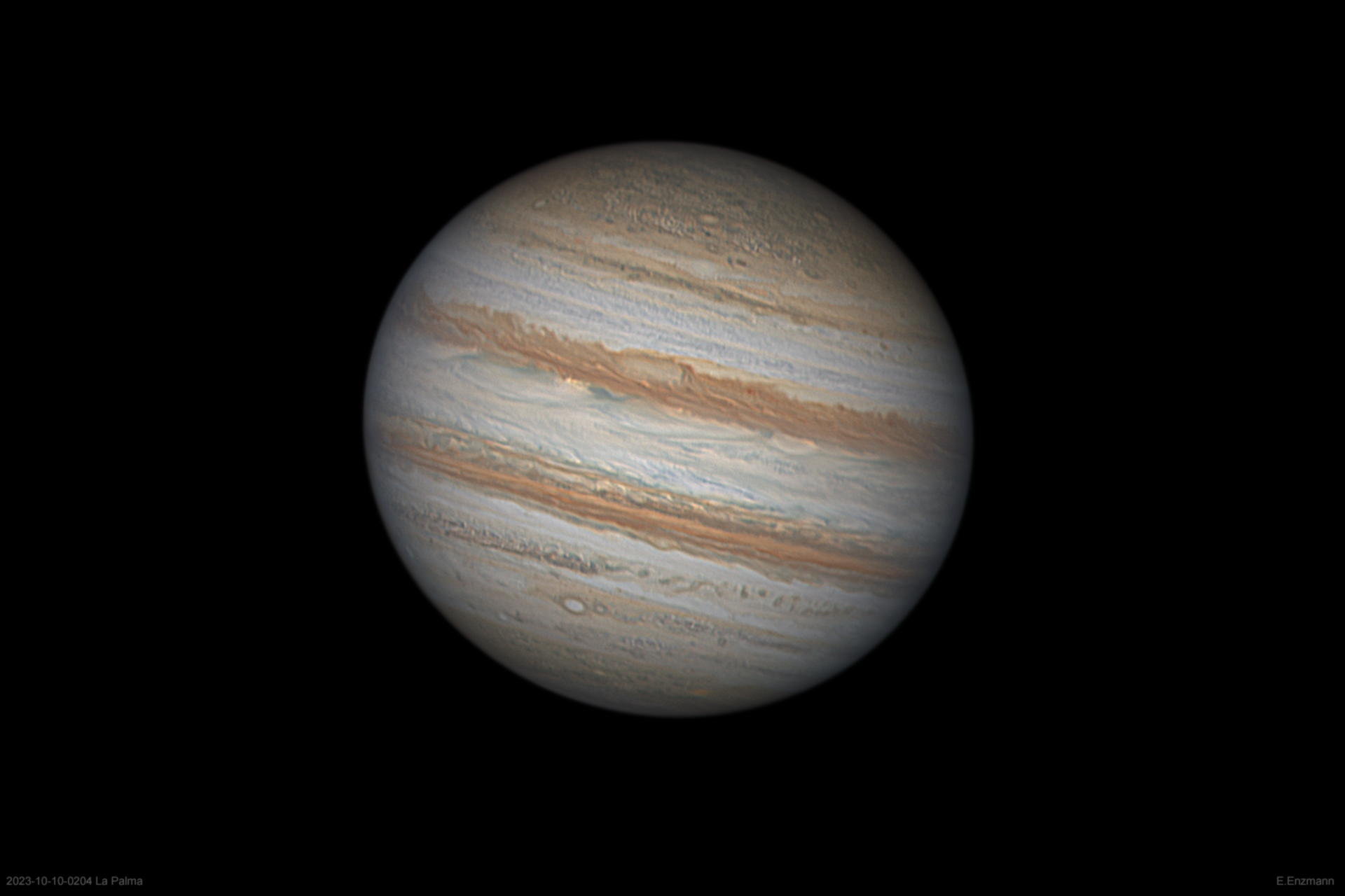 Extrem detailreicher Jupiter aus La Palma vom 10. Oktober 2023