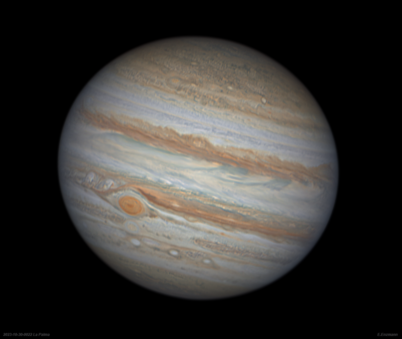 Neurechnung Jupiterbild vom 30. Oktober 2023 aus La Palma