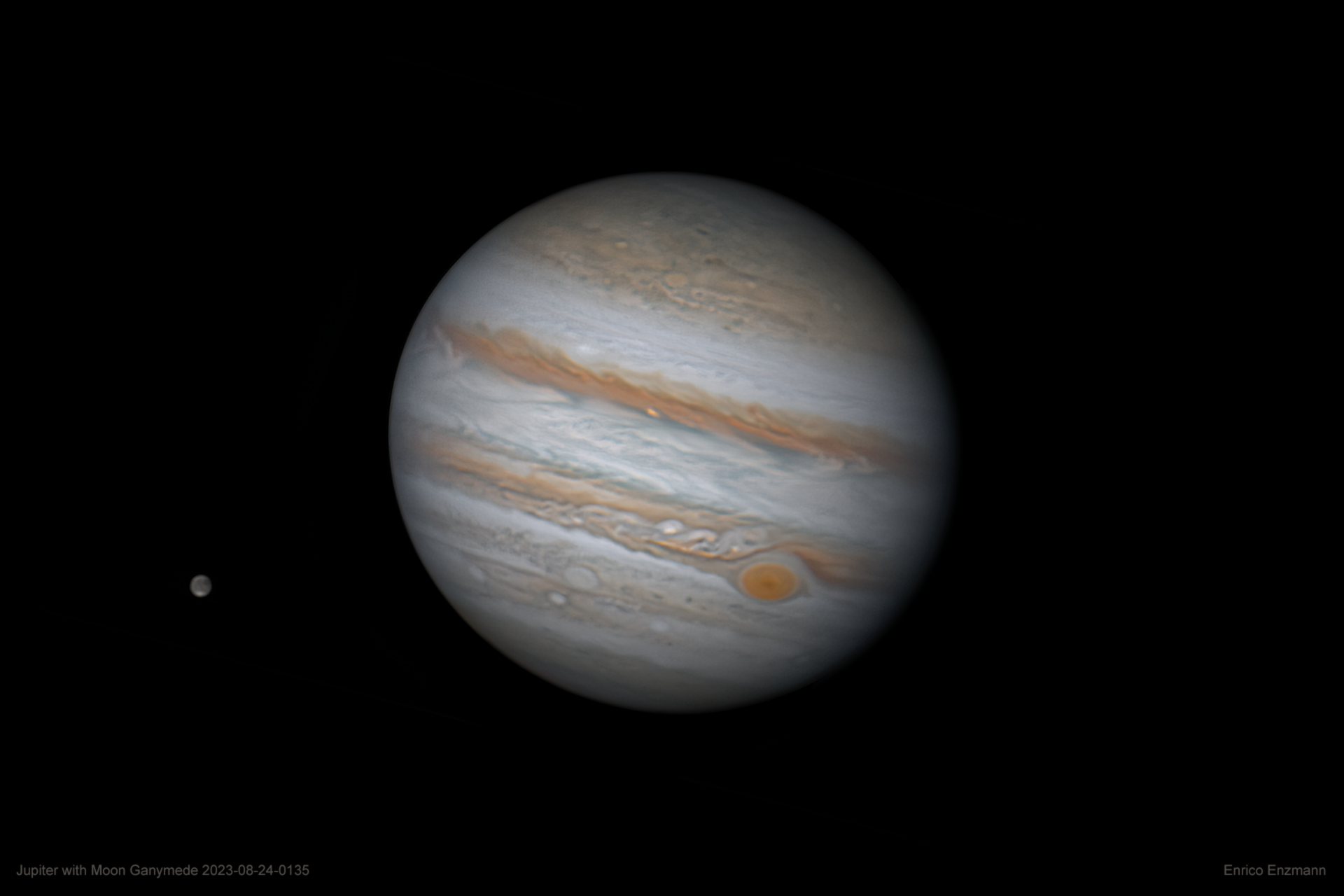 Jupiter mit GRF und Mond Ganymed 24. August 2023
