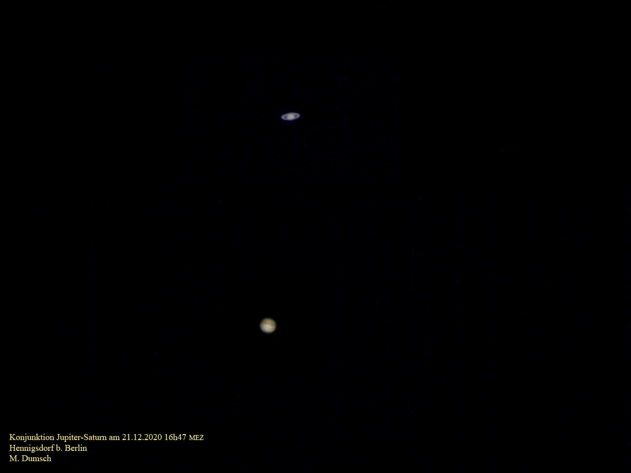 Konjunktion Jupiter-Saturn am 21. Dezember 2020 - Korrektur