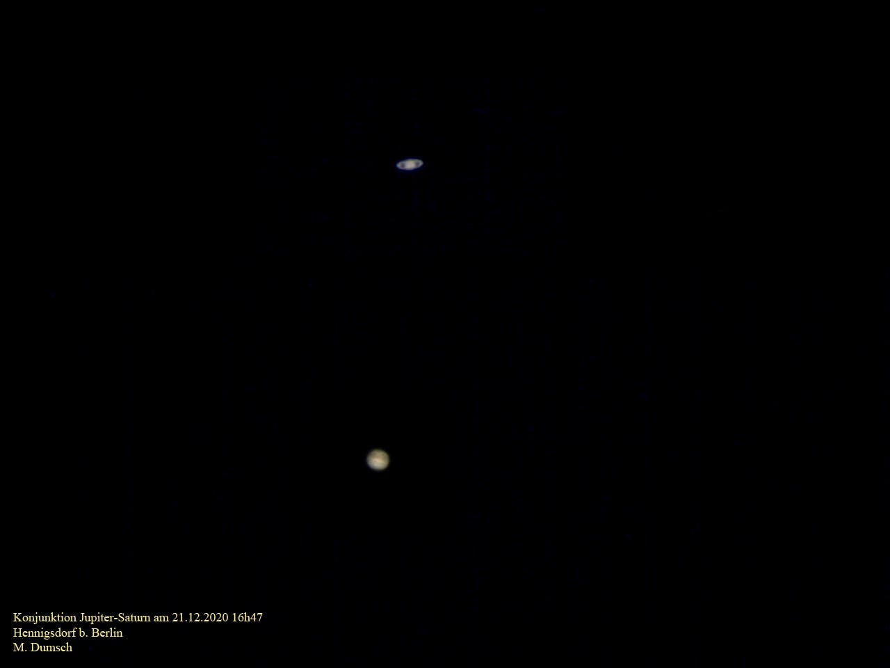 Konjunktion Jupiter-Saturn am 21.12.2020