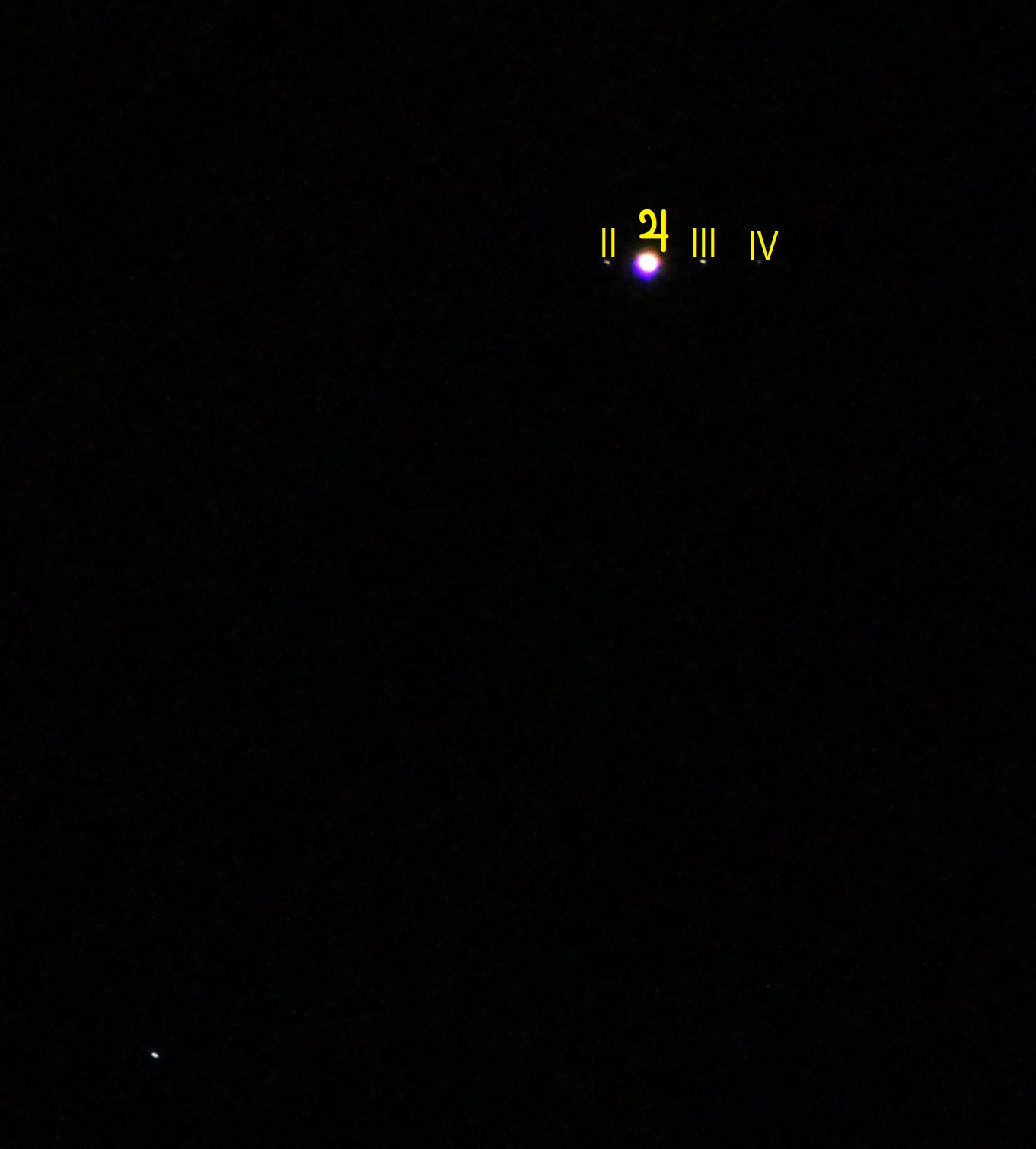 Jupiter mit Monden (Objekte beschriftet)