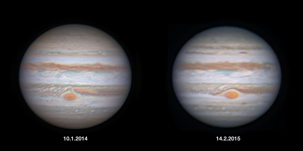 Jupiter Vergleich 10. Januar 2014 - 14. Februar 2015