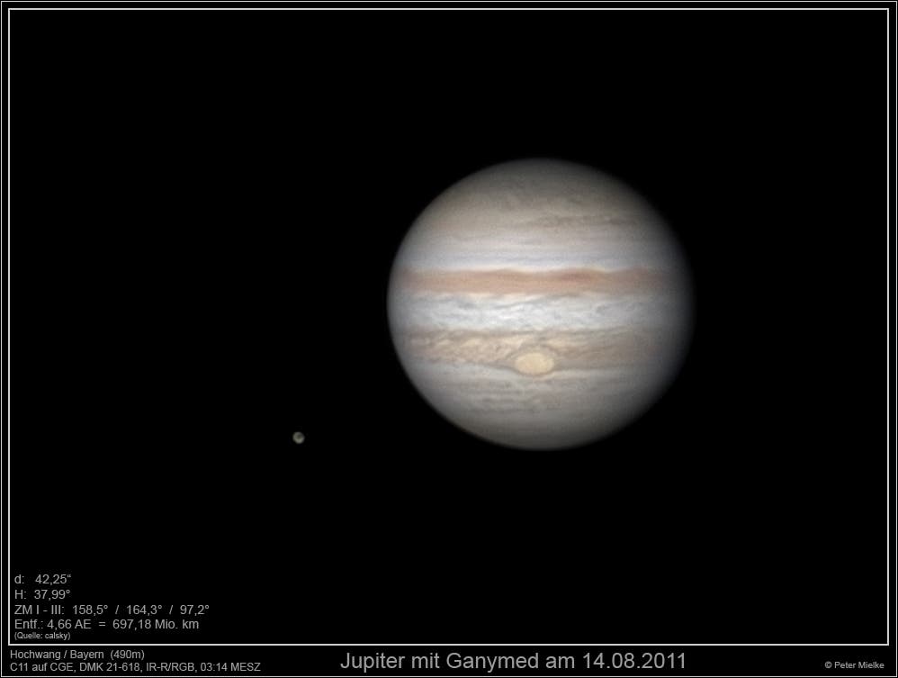 Jupiter mit Ganymed am 14.8.2011