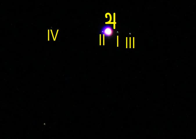 Jupiter mit Monden (Objekte beschriftet)