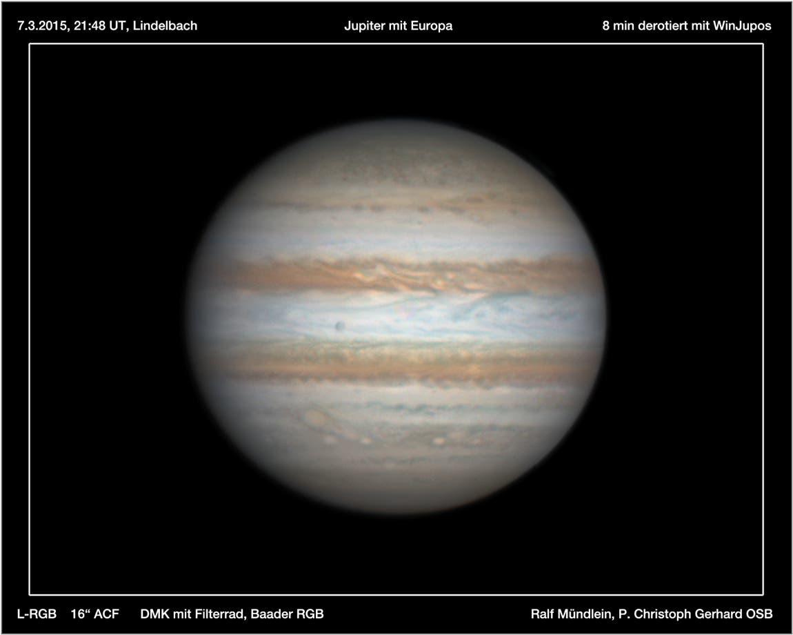 Jupiter und Europa am 7. März 2015