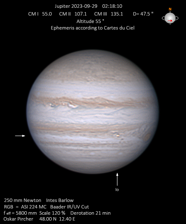 Jupiter mit Io-Durchgang am 29.09.2023
