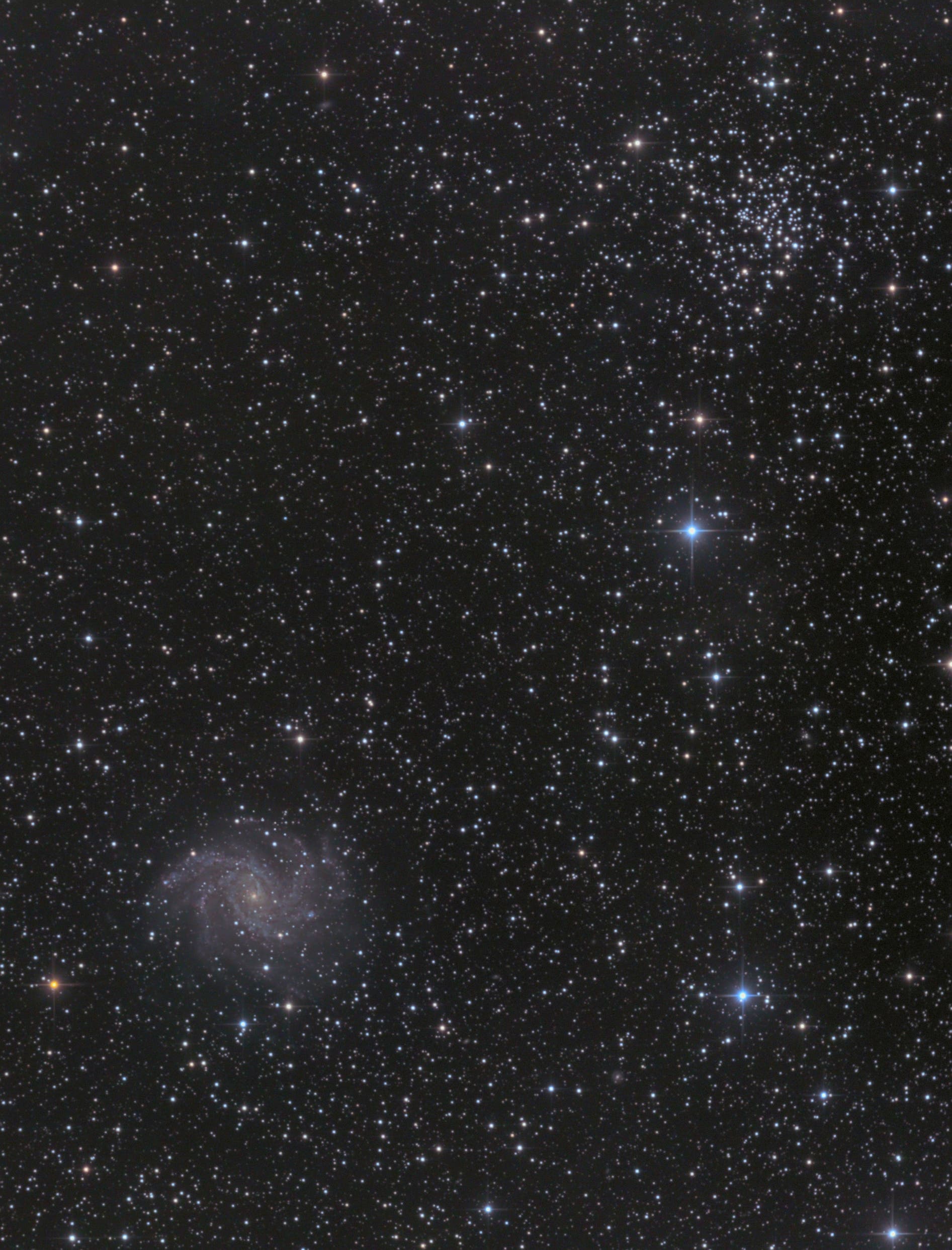 Supernova SN 2017eaw in NGC 6946 + offener Sternhaufen NGC 6939