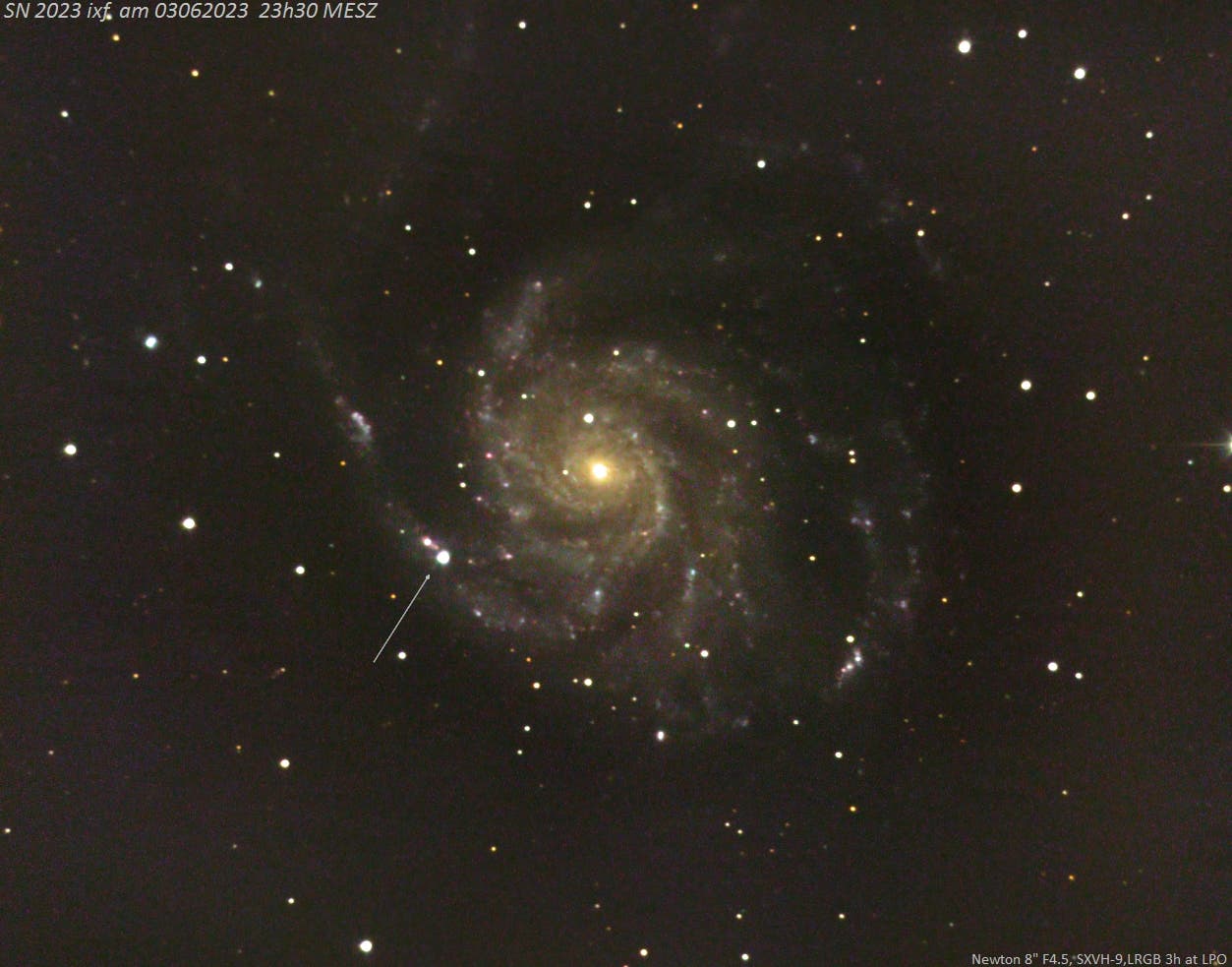 SN 2023ixf in M101 bei Vollmond