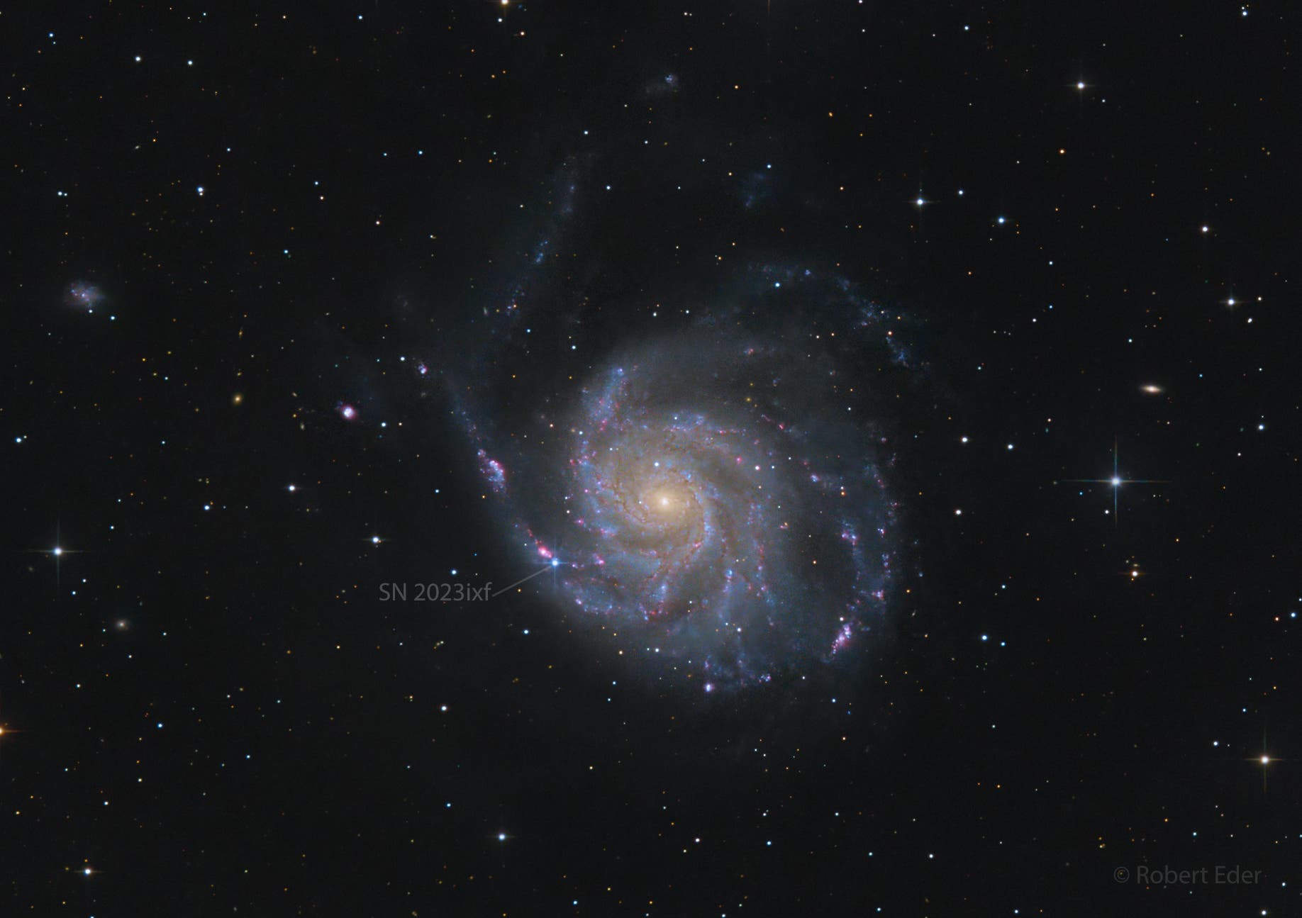 Feuerrad-Galaxie M101 mit Supernova SN2023ixf