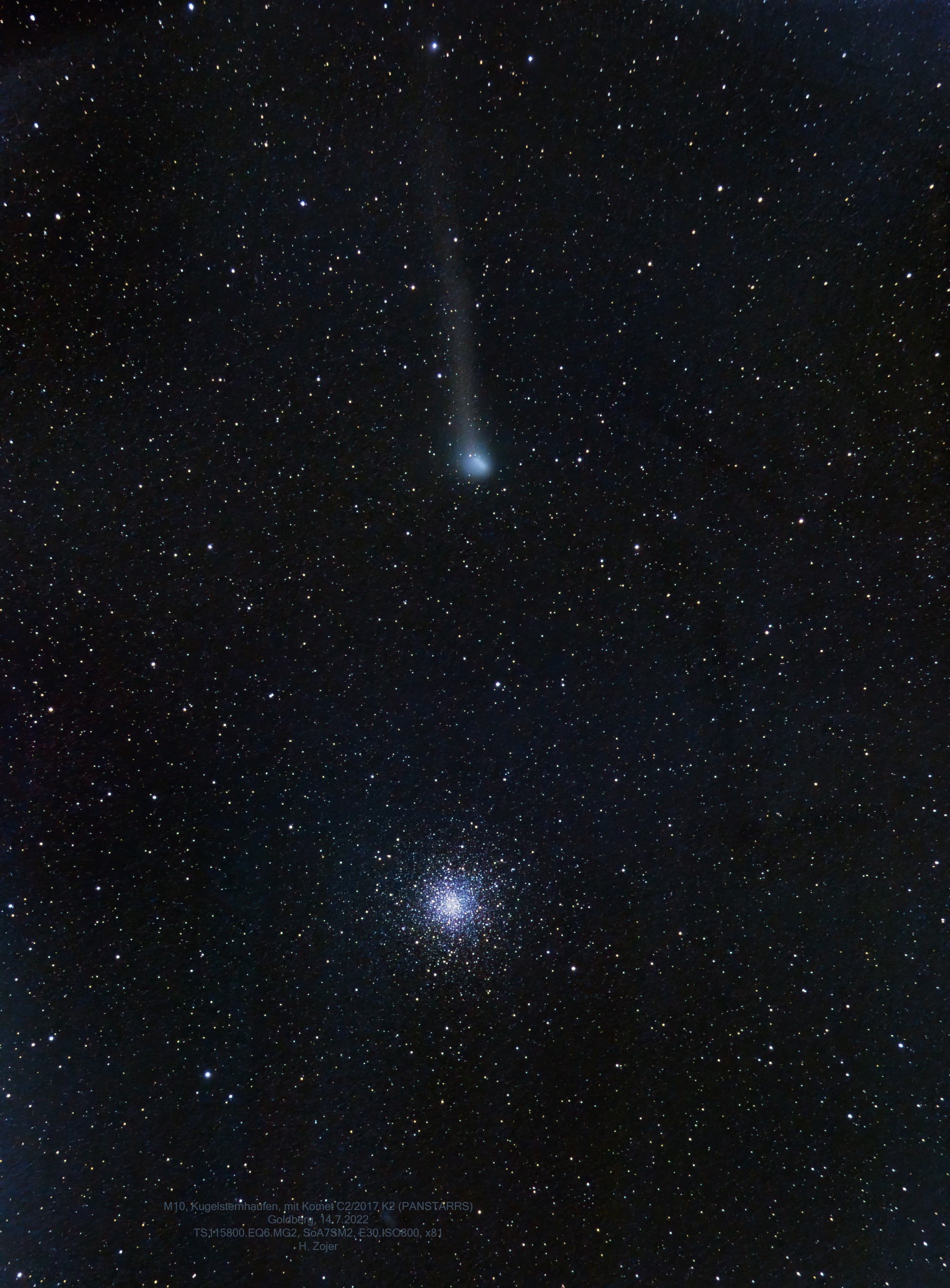 Messier 10 mit C/2017 K2 (PANSTARRS)