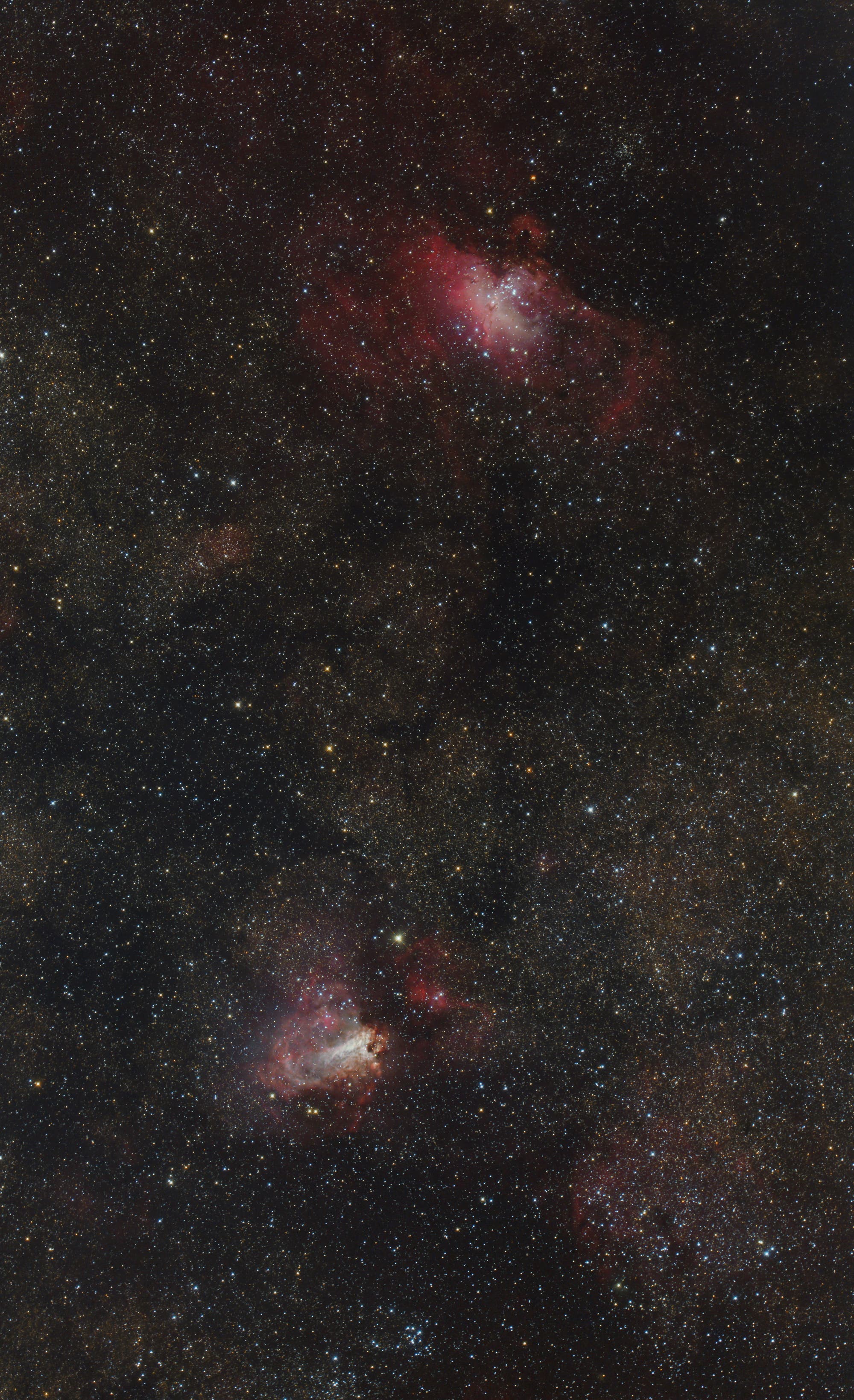 Messier 16 und 17 (RGB+Schmalband)