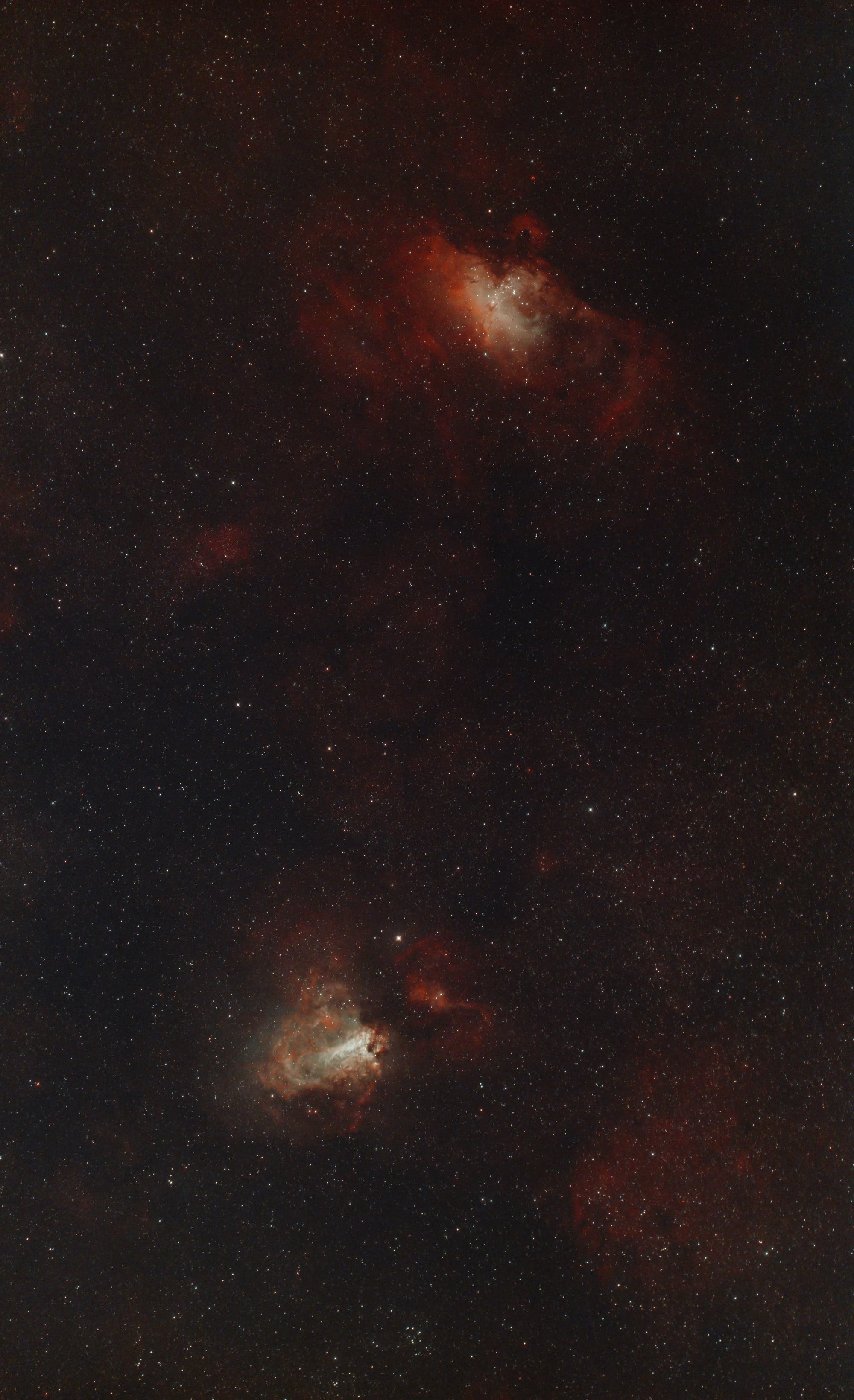 Messier 16 und 17 (Schmalband)