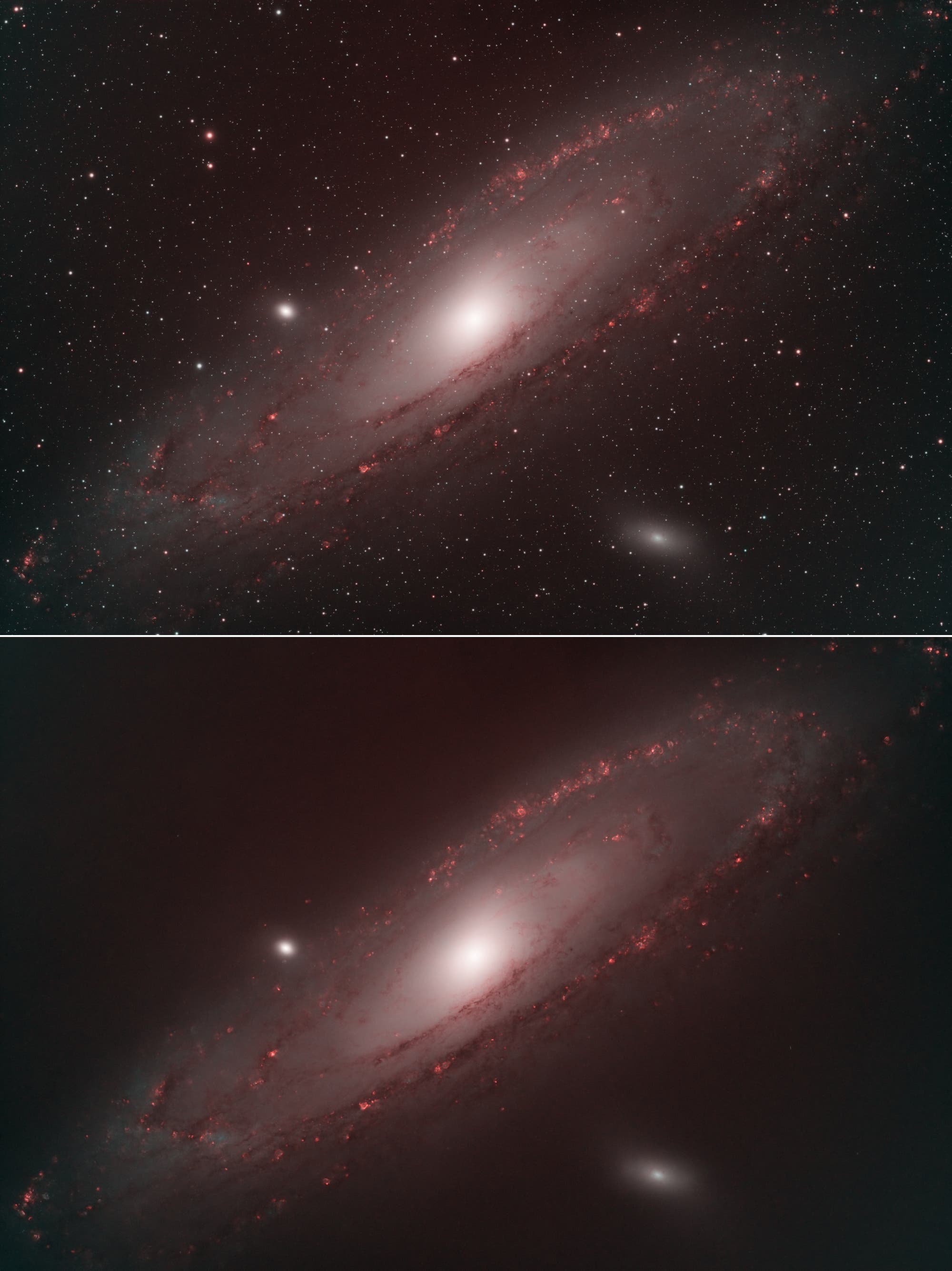 Andromeda-Galaxie in H-Alpha und OIII