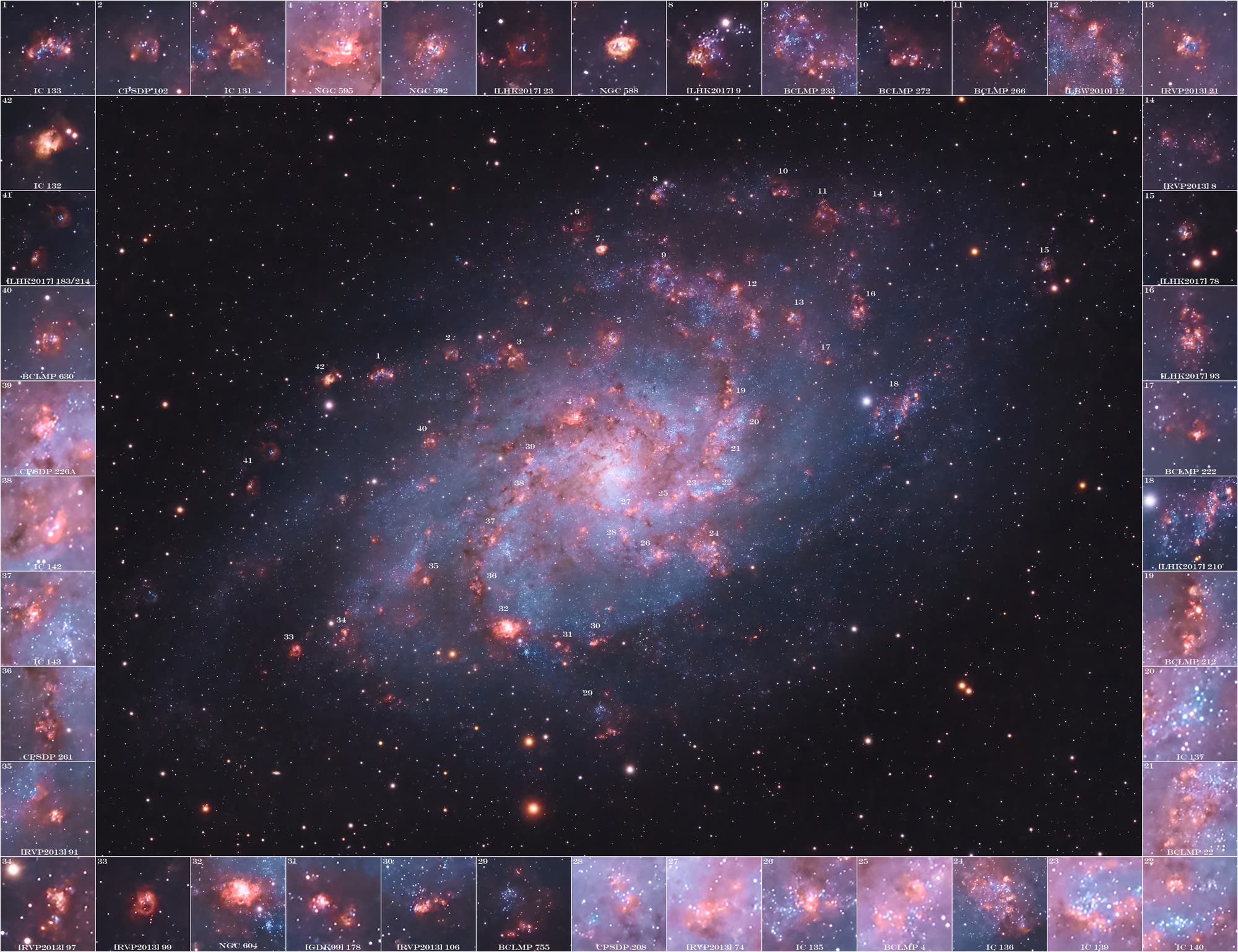 Die Dreiecksgalaxie Messier 33 und ihre Sternentstehungszonen