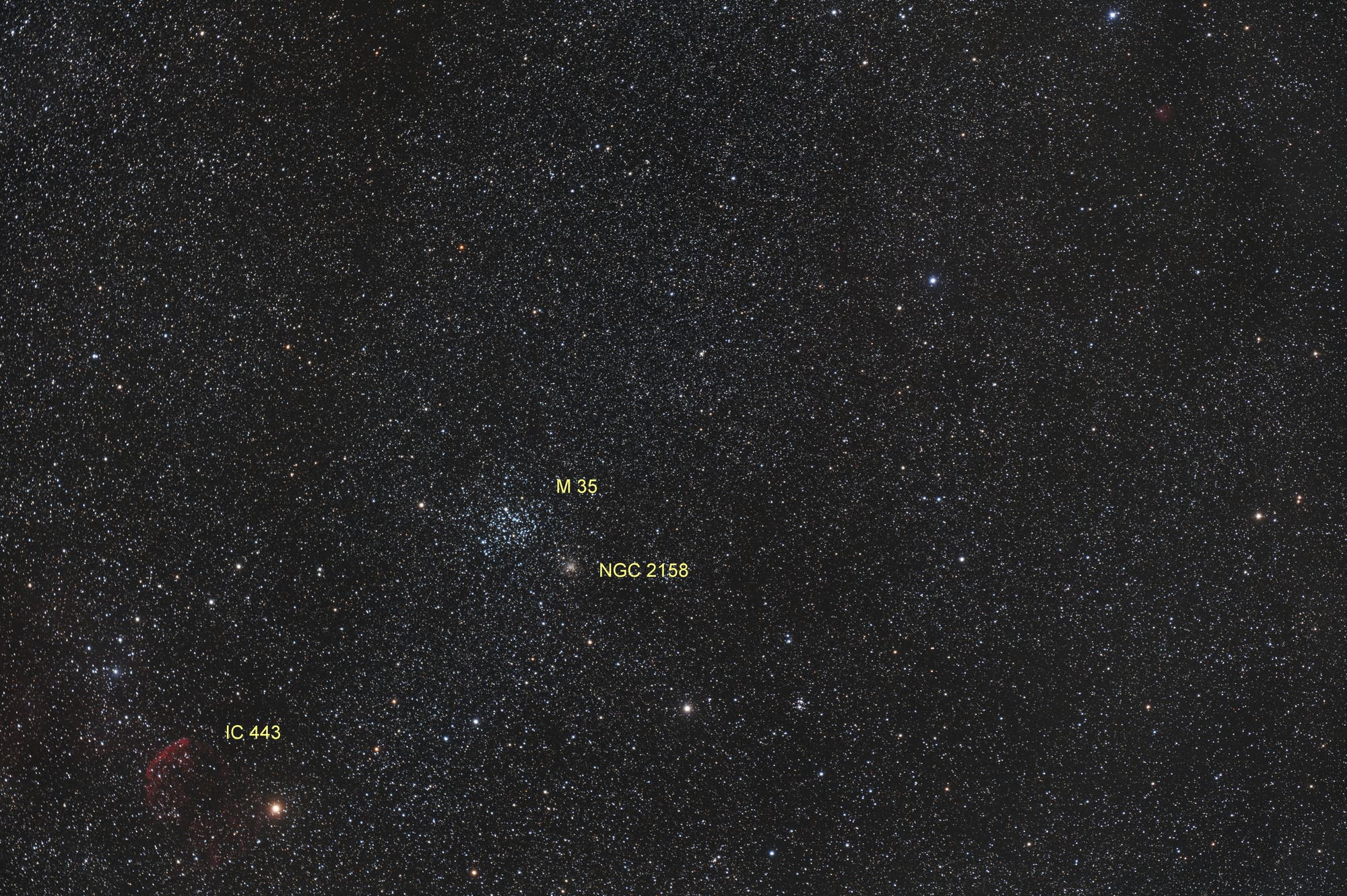 Messier 35, NGC 2158 und IC 443 (Objekte)