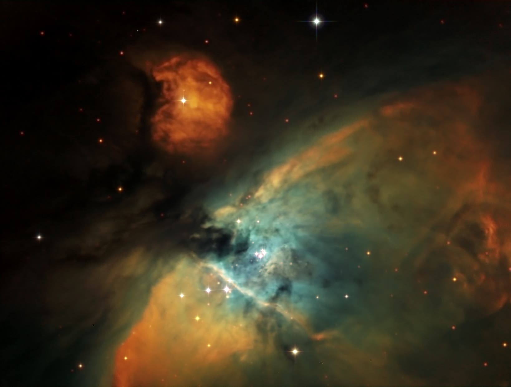 Das Zentrum des Orionnebels in der Hubble-Farbpalette