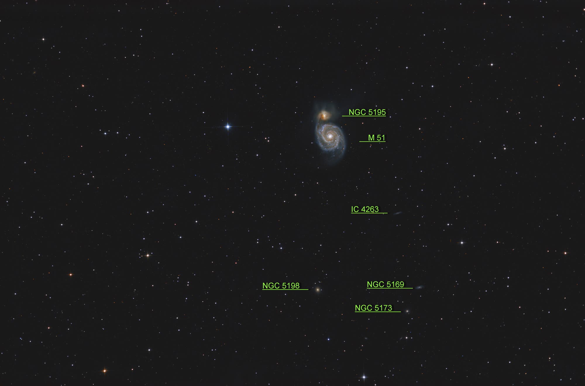 Messier 51, Whirlpool-Galaxie (Objekte)
