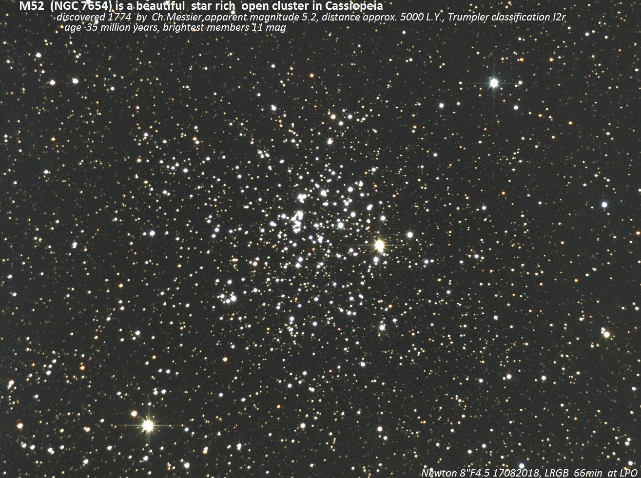 M52 – Offener Sternhaufen in Cassiopeia