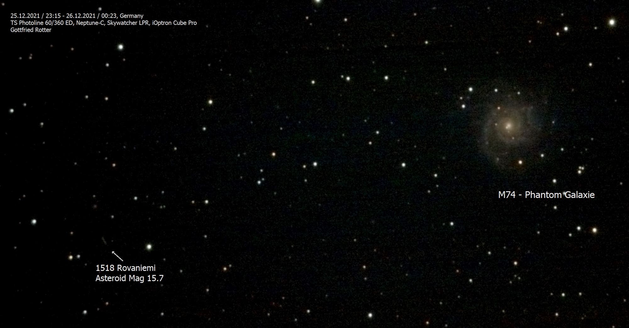 Asteroid (1518) Rovaniemi und Messier 74
