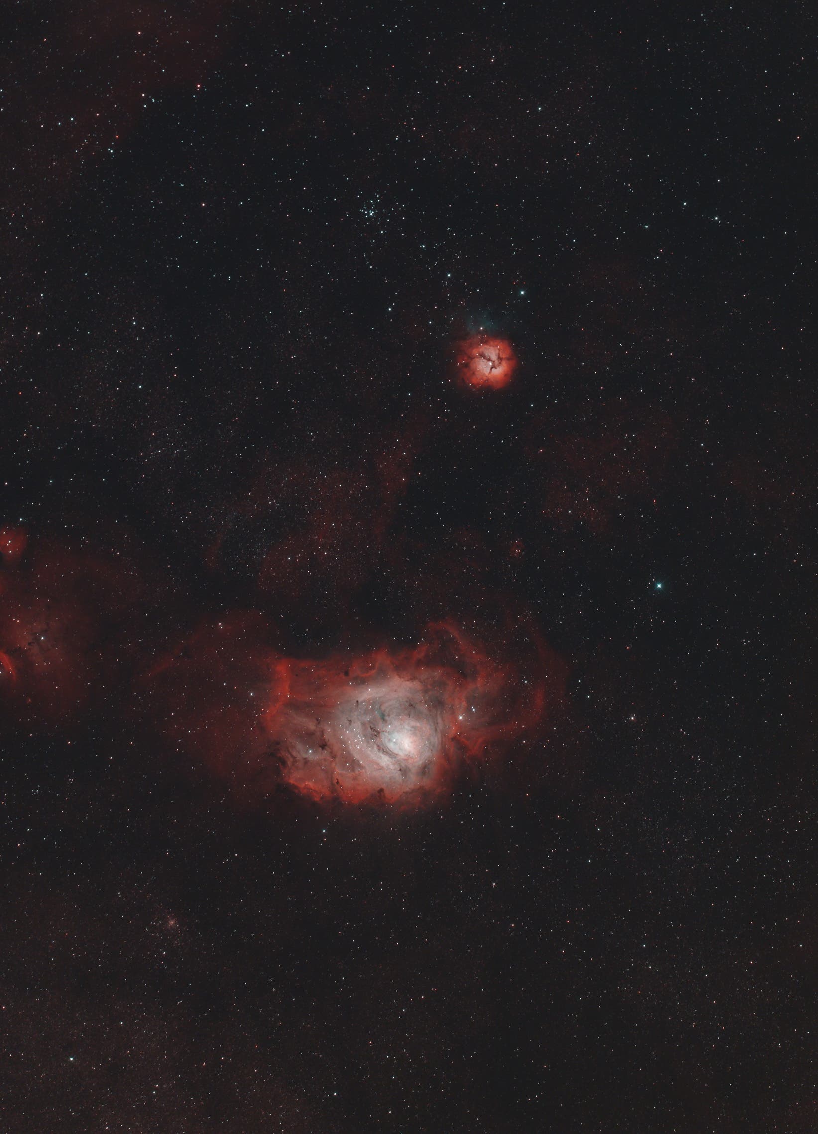 Messier 8 und Messier 20 (Schmalband)