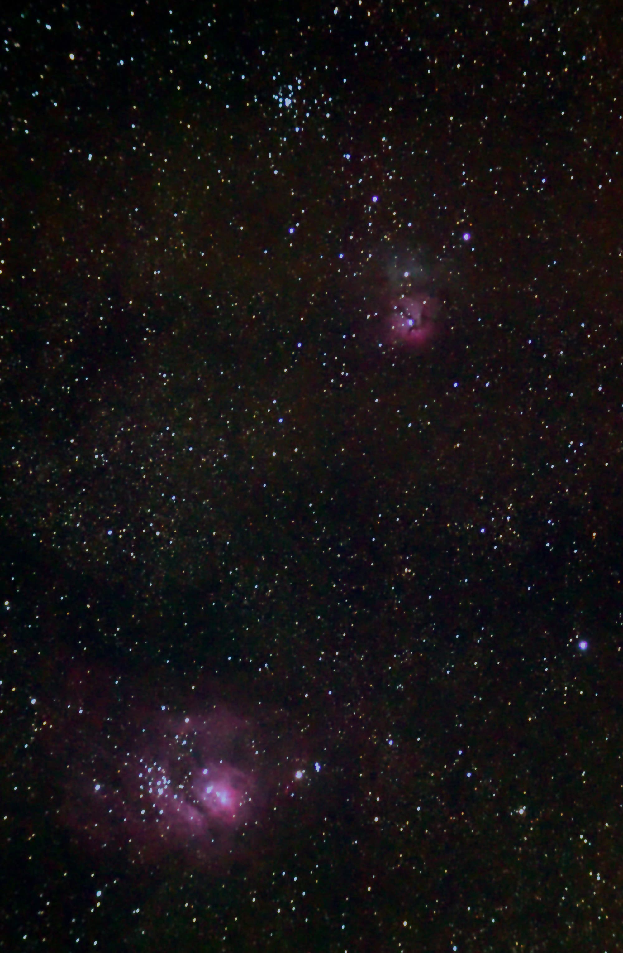 Übersichtsbild Messier 8, Messier 20 und Messier 21