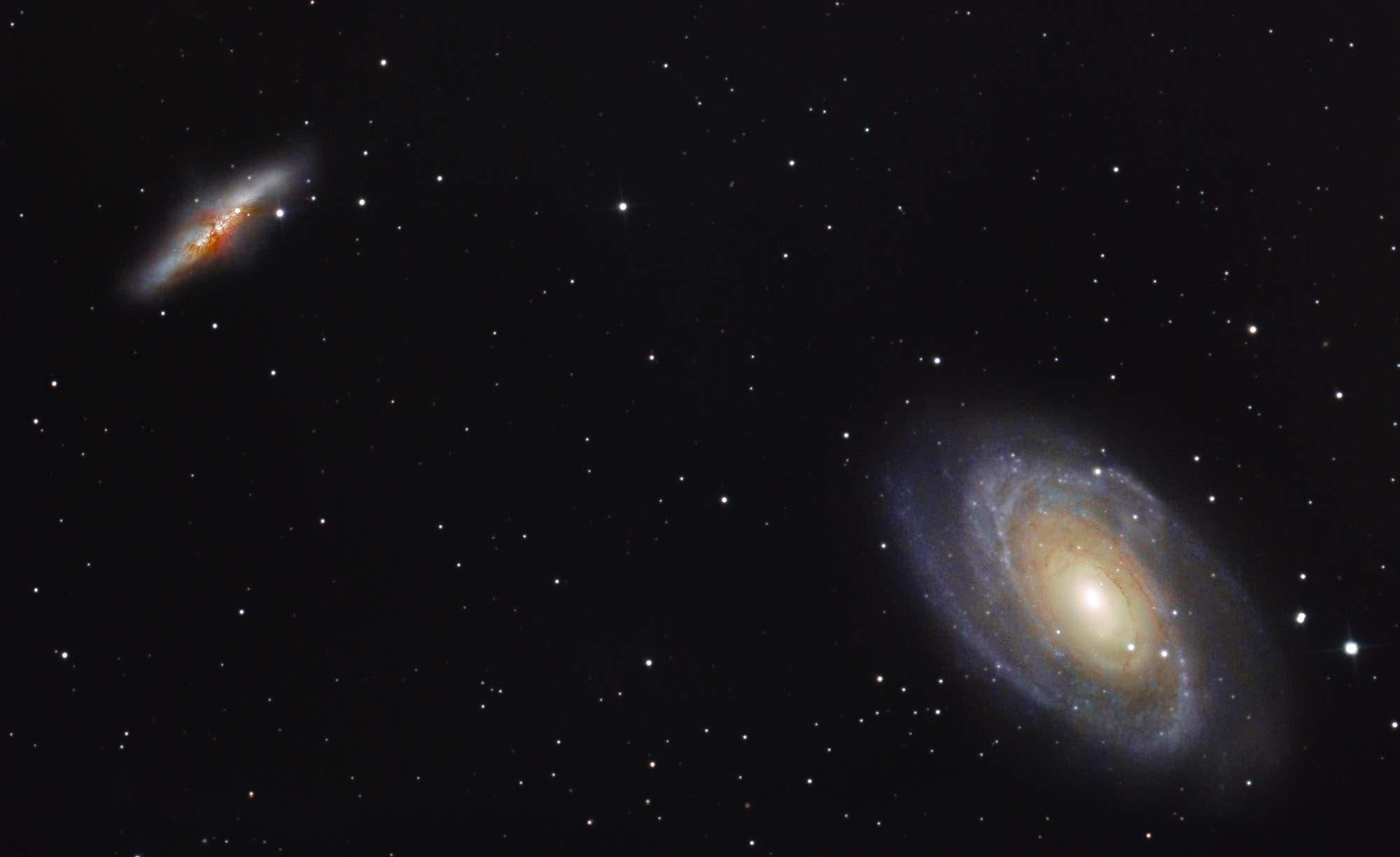 Messier 81 und Messier 82 mit Supernova